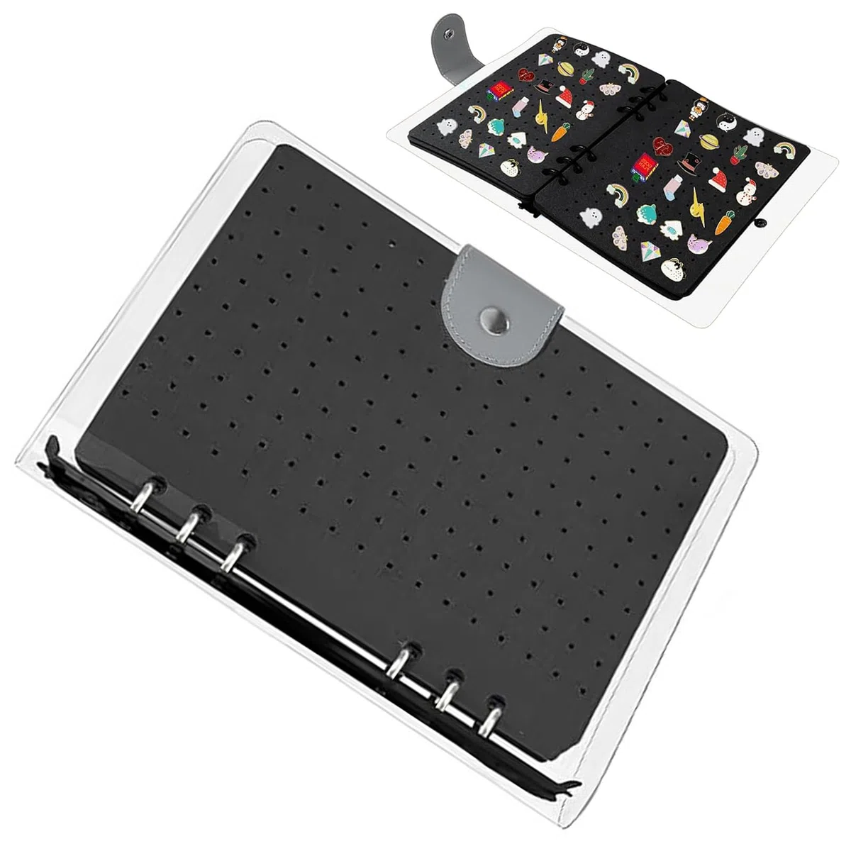 Pin-Buch, Pin-Sammlungsbuch - Pin-Aufbewahrung, Ohrring-Schmuck-Organizer, Filz-Pin-Binder,Anstecknadel-Vitrine mit 6 Seiten, Pinnwand, Pin-Organizer für Ohrringe, Halsketten, Ringe, Ohrstecke