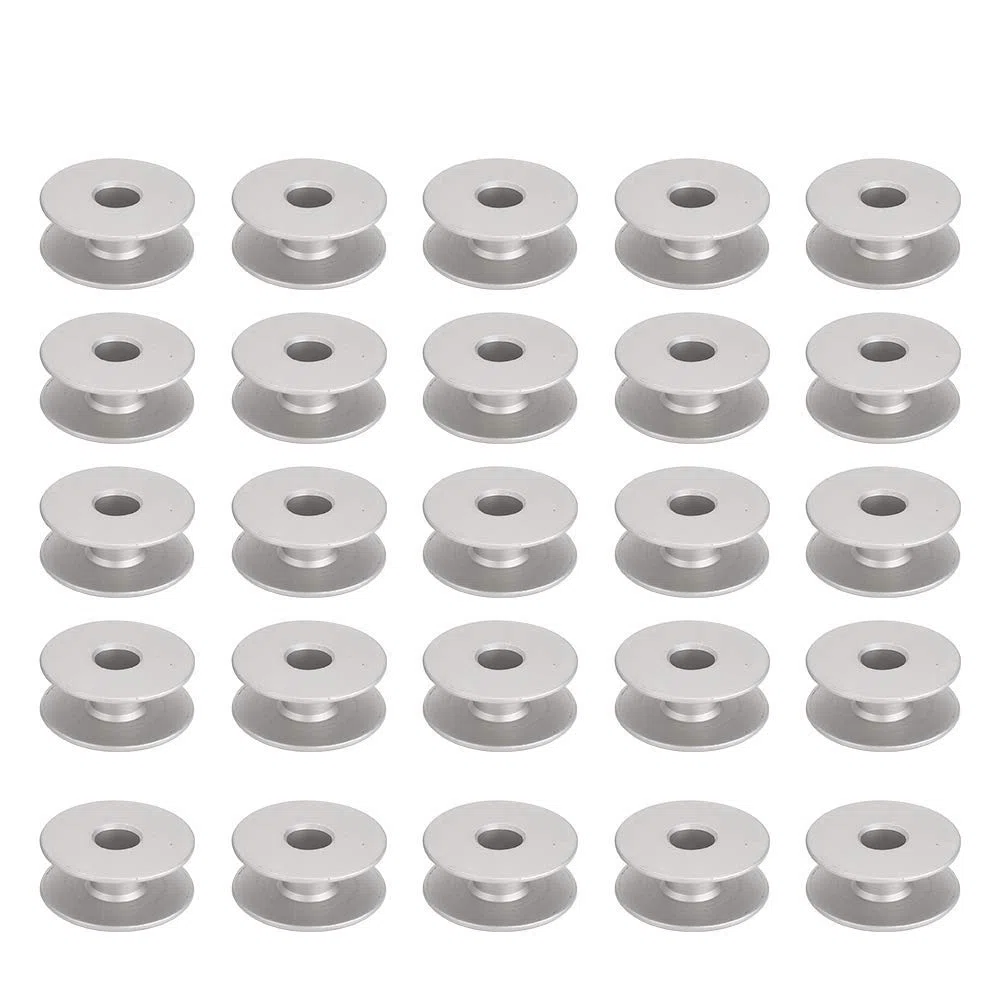 Bobine per macchina da cucire in metallo 100 pezzi, dimensioni bobine in alluminio per accessori per la sostituzione della macchina per cucire auto da ricamo piatto(Flat Lock Core)