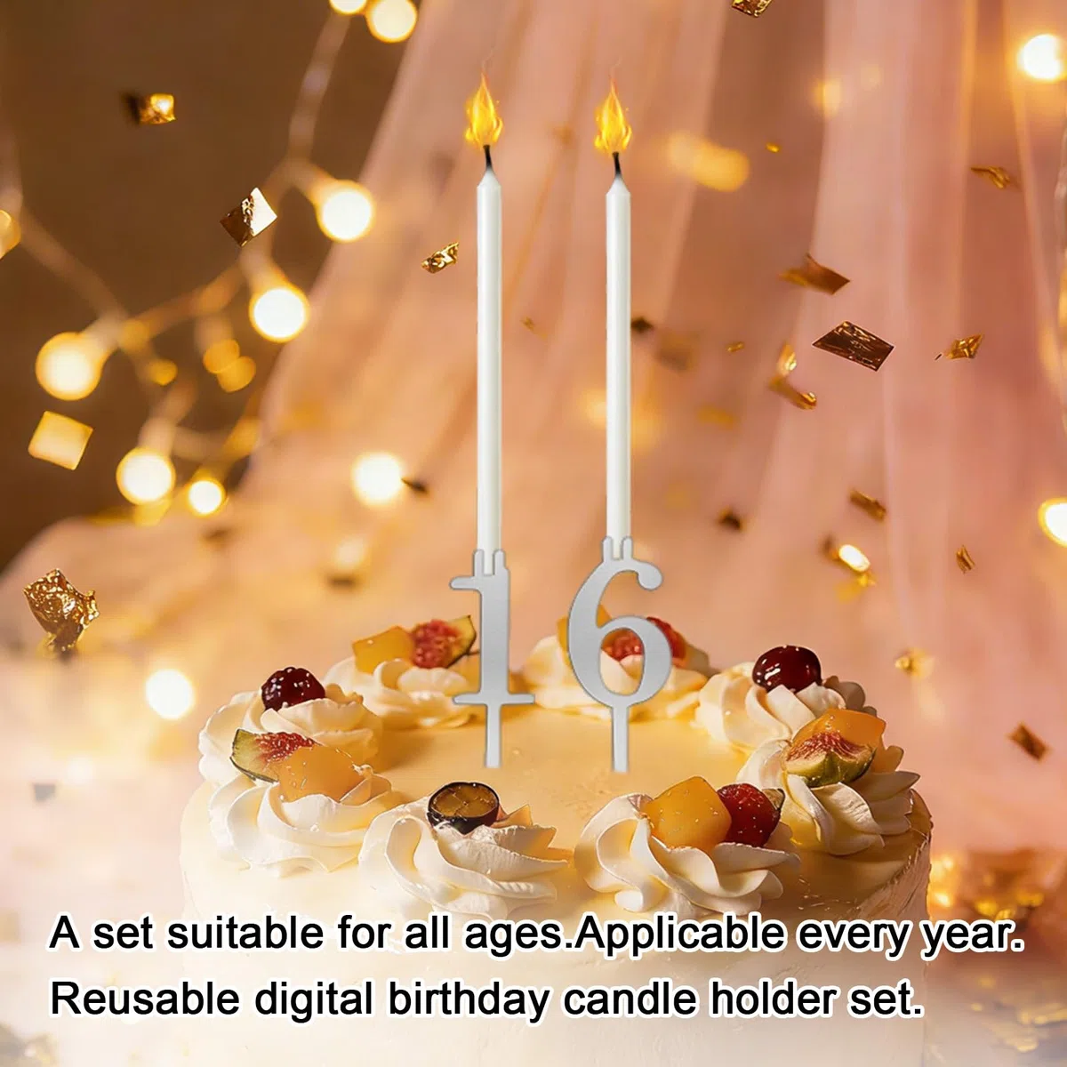 20pz Riutilizzabile Numero Candela Porta Set, Metallo Compleanno Torta Cime Portante con Numeri 0-9 per Anniversario Matrimonio Festa Decorazione Forniture Accessori (Argento-Tono)