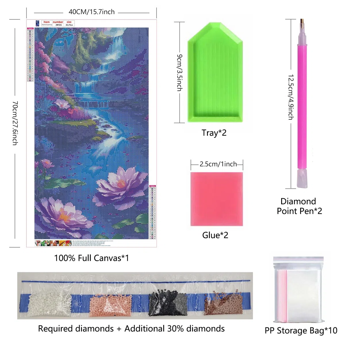 ZHUMUTO Diamond Painting Adulti Grandi Dimensioni Kit Completo,40x70 cm Pittura Diamante Adulti Paesaggi Cascate A,Fornito con Diamond Painting Accessori per la Decorazione Degli Ambienti