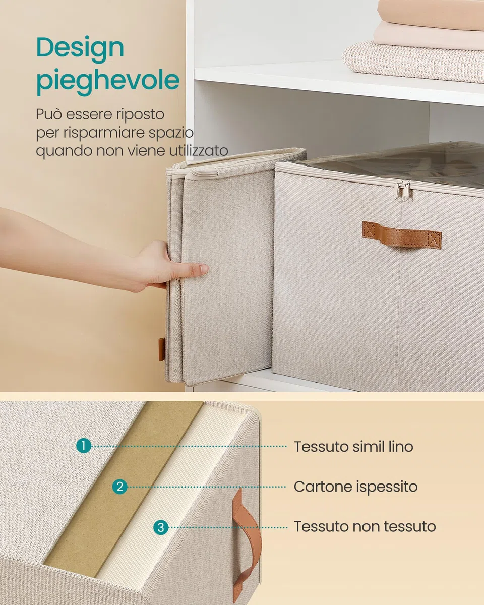 SONGMICS Organizer Scarpe, per 16 Paia, Scatola Contenitore Scarpe, Maniglie, con Coperchio Trasparente, Regolabile, per Armadio, Beige Cappuccino LSP555K01