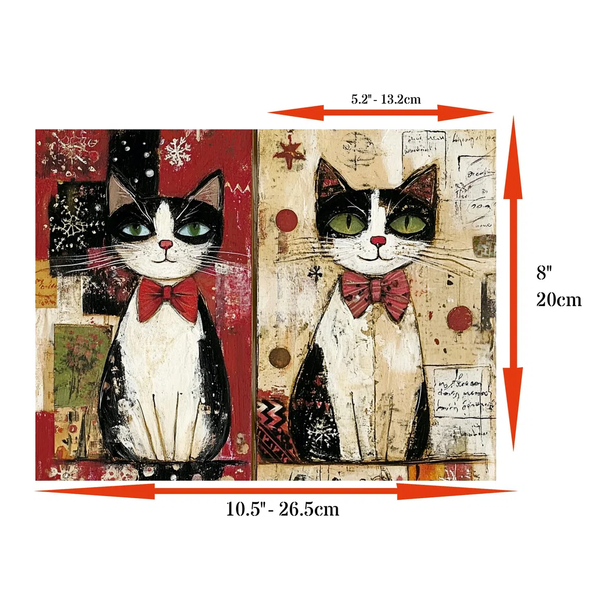 Carta di riso per decoupage con gatti natalizi, 21 x 26,5 cm, 6 fogli | 6 disegni unici | Design natalizio versatile per progetti artistici e artigianali CRAFT KREATIVELY