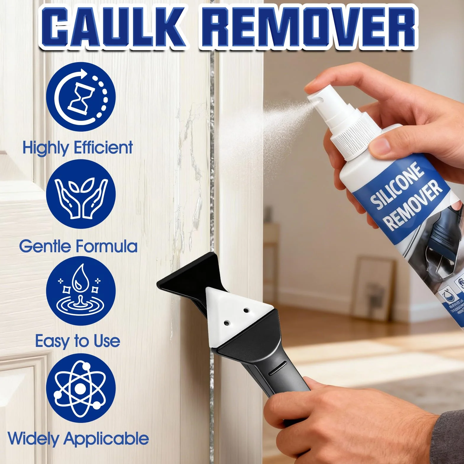 Miioto Rimuovi Colla, Rimuovi Silicone, Togli Silicone con Raschietto, Senza Residuo Rimuovi Etichette, Sciogli Silicone per Bagni, Cucine e Automobili (200ml)