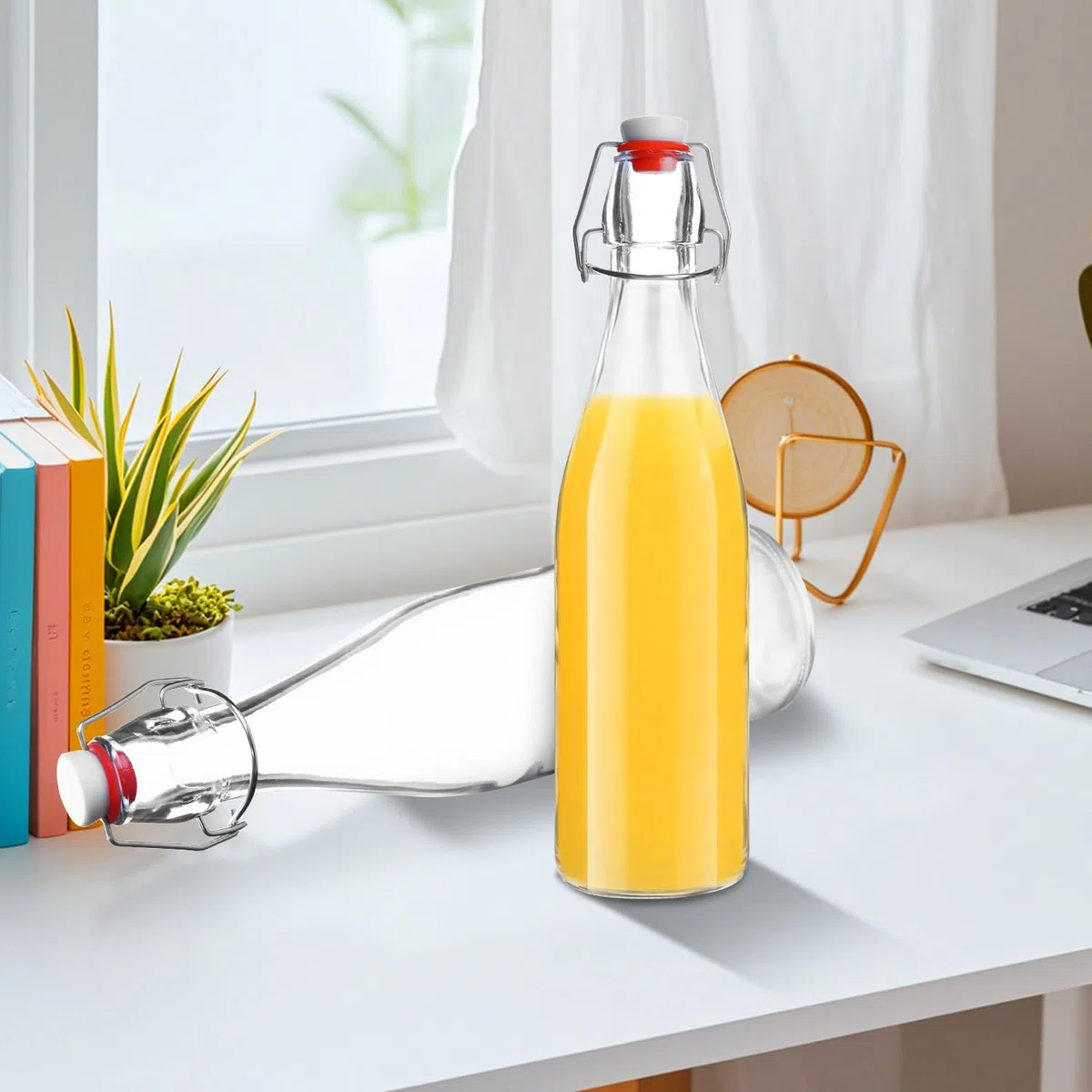 Bottiglie di Vetro con Chiusura a Leva da 500 ml, 6 Pezzi Bottiglie da Riempire, Bottiglie Vetro 0.5 Litro, Bottiglie Vuote Bottiglia di Succo per Aceto, Succo, Bevande Fatte in Casa, Birra e Limonata
