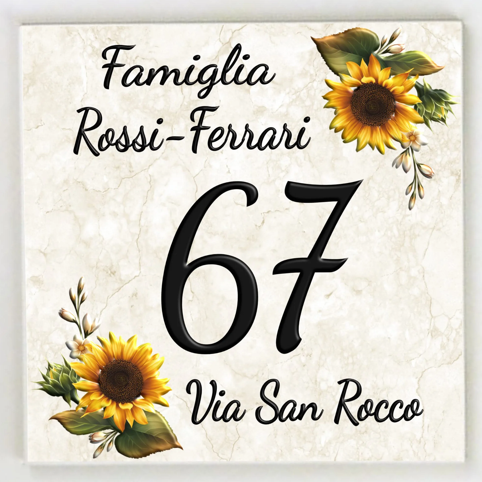 Targa Decorativa in Ceramica Personalizzabile 15x15cm 20x20cm Numero Civico Moderno