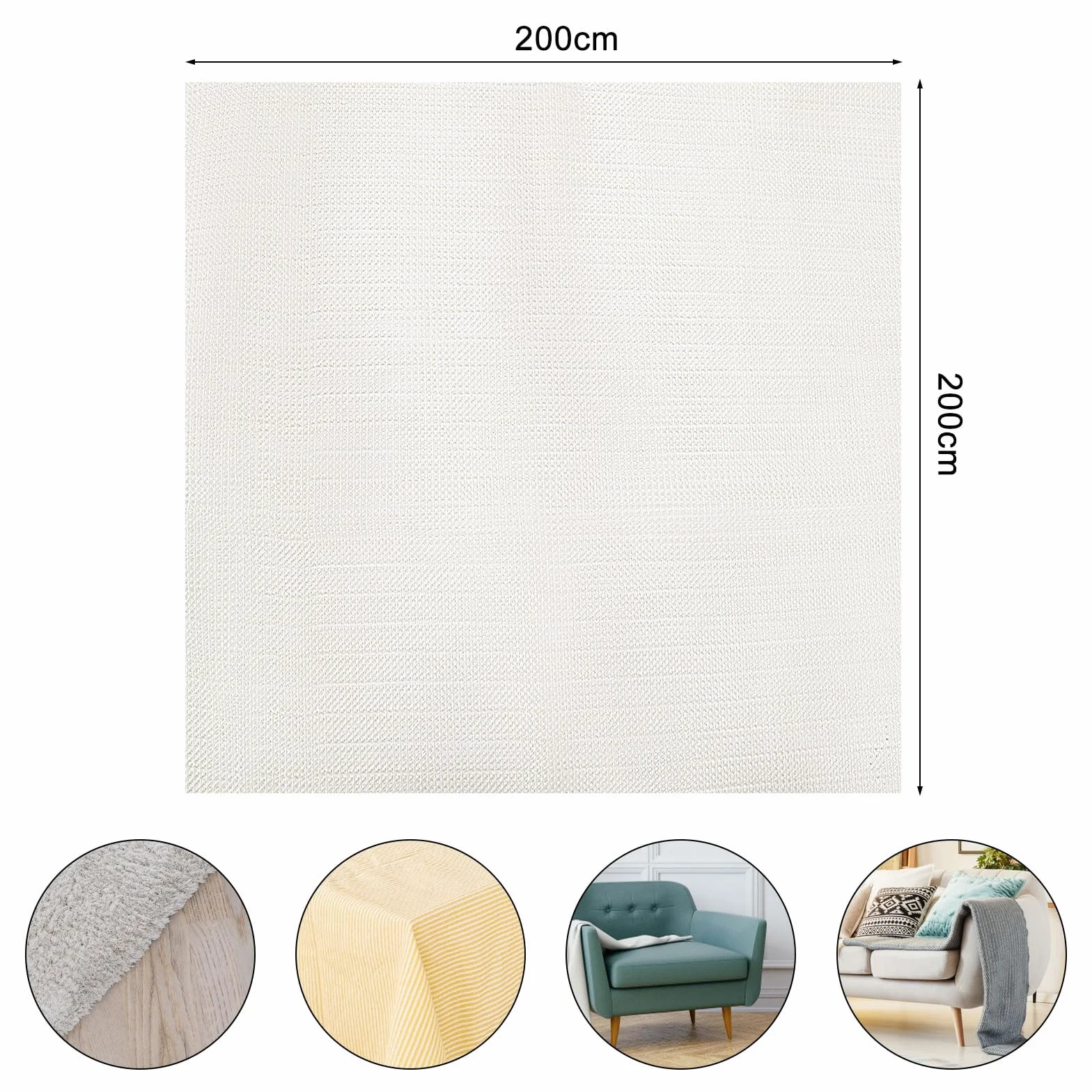 antiscivolo per tappeti 200 x 200 cm ferma tappeto antiscivolo, rete antiscivolo per tappeti, con forbici Può essere utilizzato per materassi, cuscini per divani e tappeti