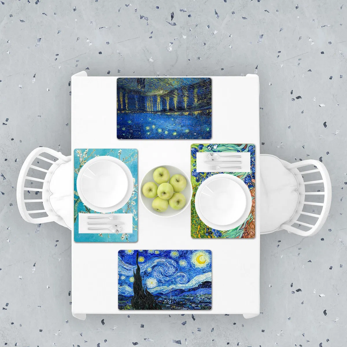 Lupia - Tovagliette americane lavabili XXL, set da 4 pezzi in PVC rettangolari 28,5x43 cm, decorate tema NOTTE STELLATA, colazione pranzo cena, da tavola, cucina, bar pizzeria pub birreria ristorante