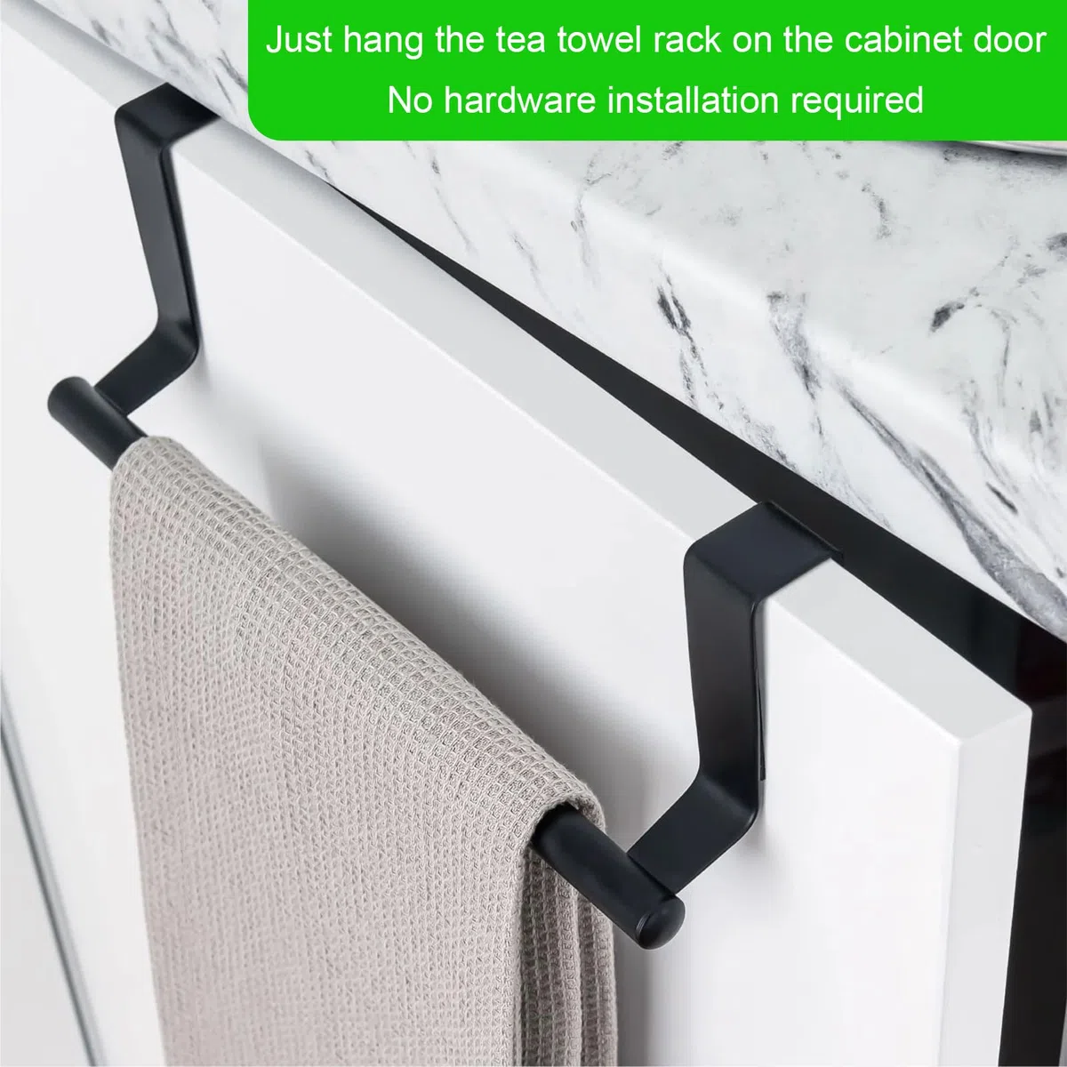 2 Pezzi 36cm Porta Strofinacci Cucina Senza Forare Sopra Porta Asciugamani da Appendere Appendi Strofinacci in Acciaio Inossidabile Portasciugamani per Cucina Bagno Porte (Nero)