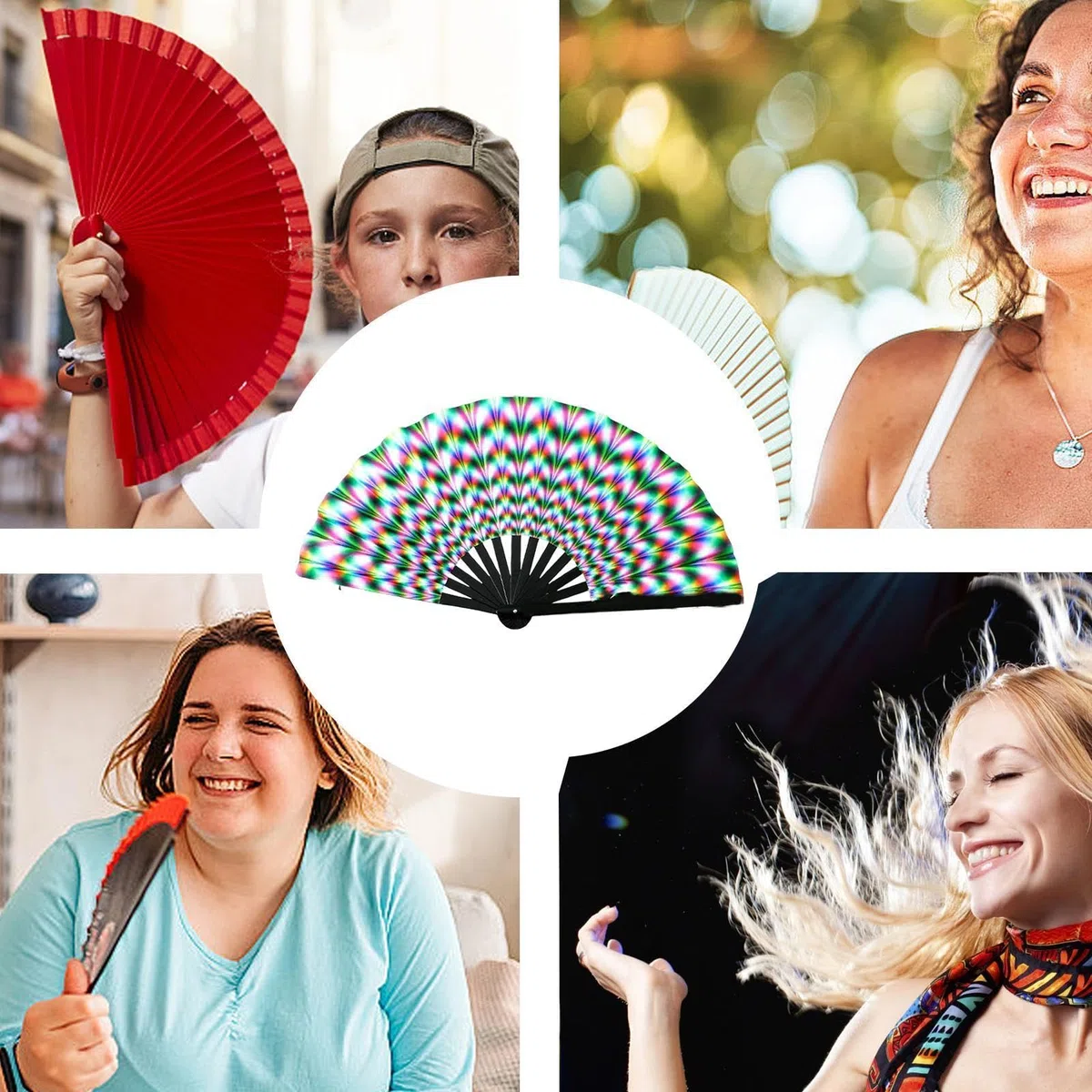 Fan di danza per donne, fan di illuminazione, Dancing Clack Handhell ​​Folding Fan, del festival cinese/giapponese, oggetti di scena fotografici per esibizioni sul palcoscenico, festival di compleanno