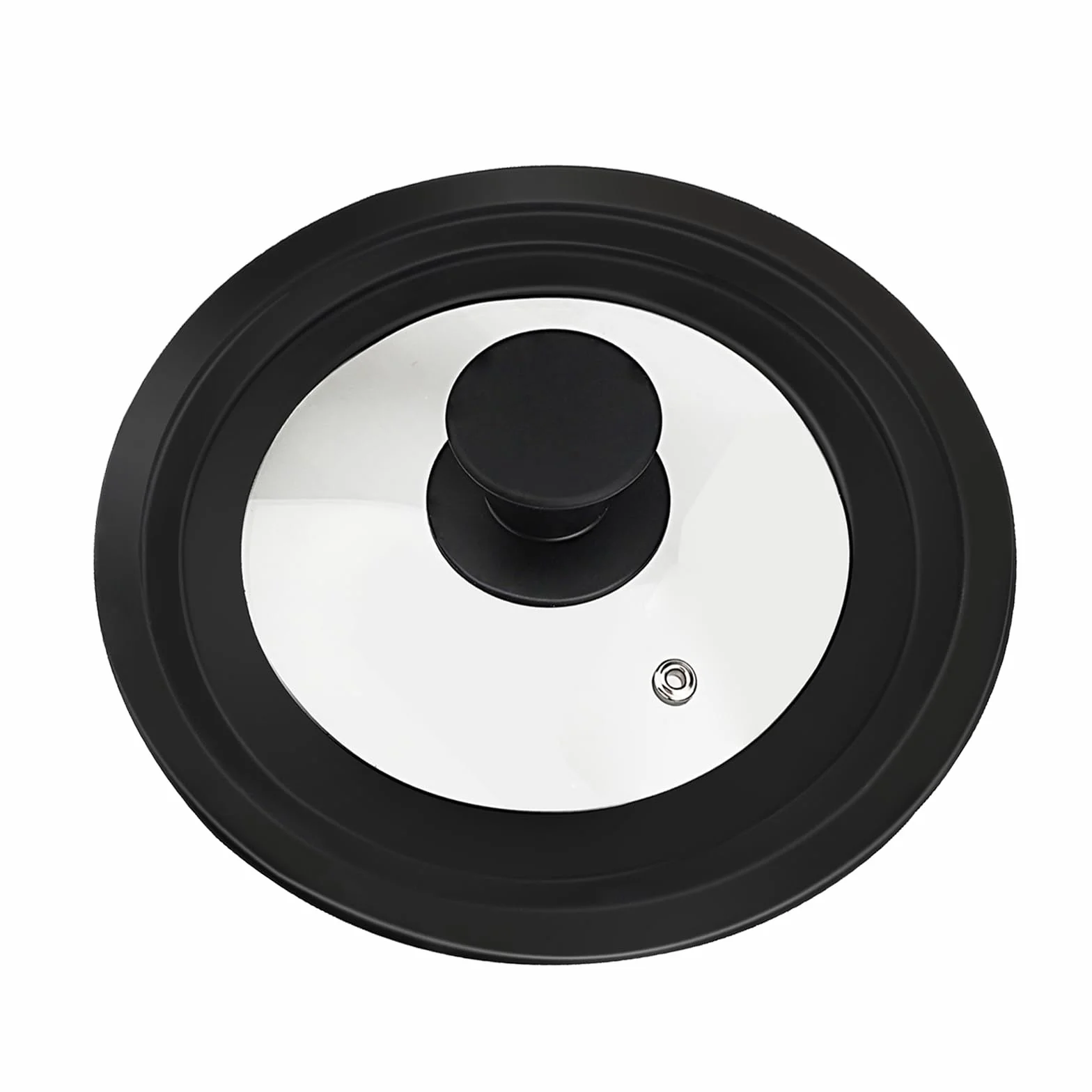 Coperchio Universale 18/20/22 cm – Coperchio in Vetro Temperato Nero con Bordo in Silicone, Foro Vapore & Manico Cool-Touch – Adatto a Pentole e Padelle, Lavabile in Lavastoviglie