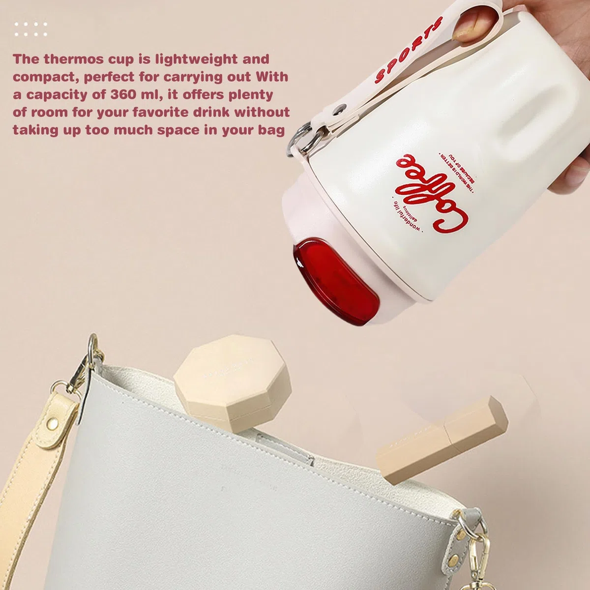 Tazza termica da 360 ml, in acciaio inox, a prova di perdite, con coperchio, in acciaio inox 316, indicatore intelligente della temperatura, per auto, casa, viaggi