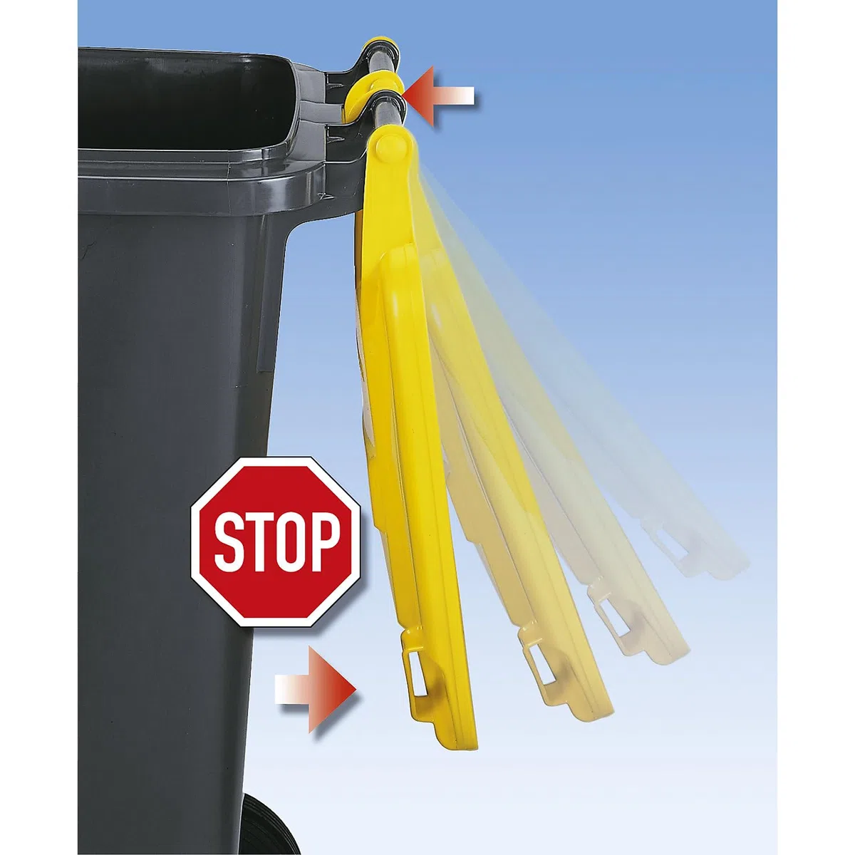 EUROKRAFT pro | Bidone per rifiuti in plastica DIN EN 840 | capacità 240 l | largh x alt x prof 580 x 1100 x 740 mm | verde