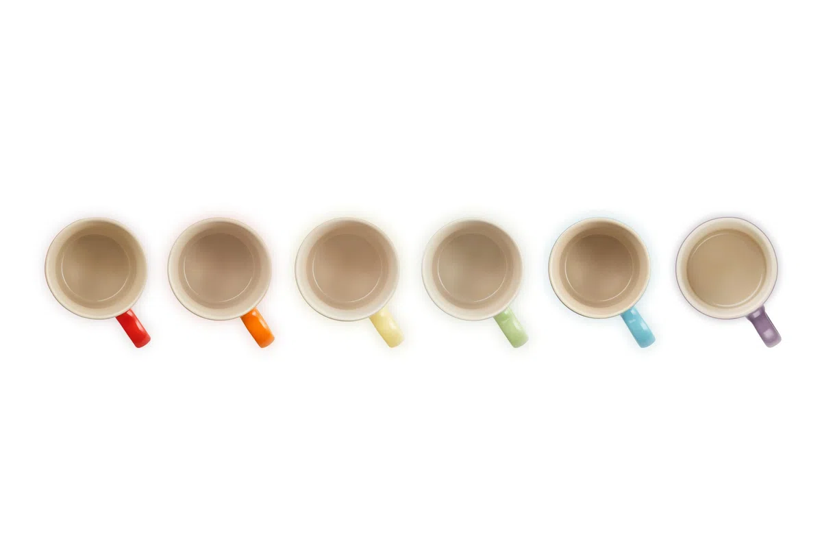 LE CREUSET Set 6 Tazze Espresso in gres vetrificato, 100 ml Ciascuna, Multicolore Arcobaleno, 79114108359030