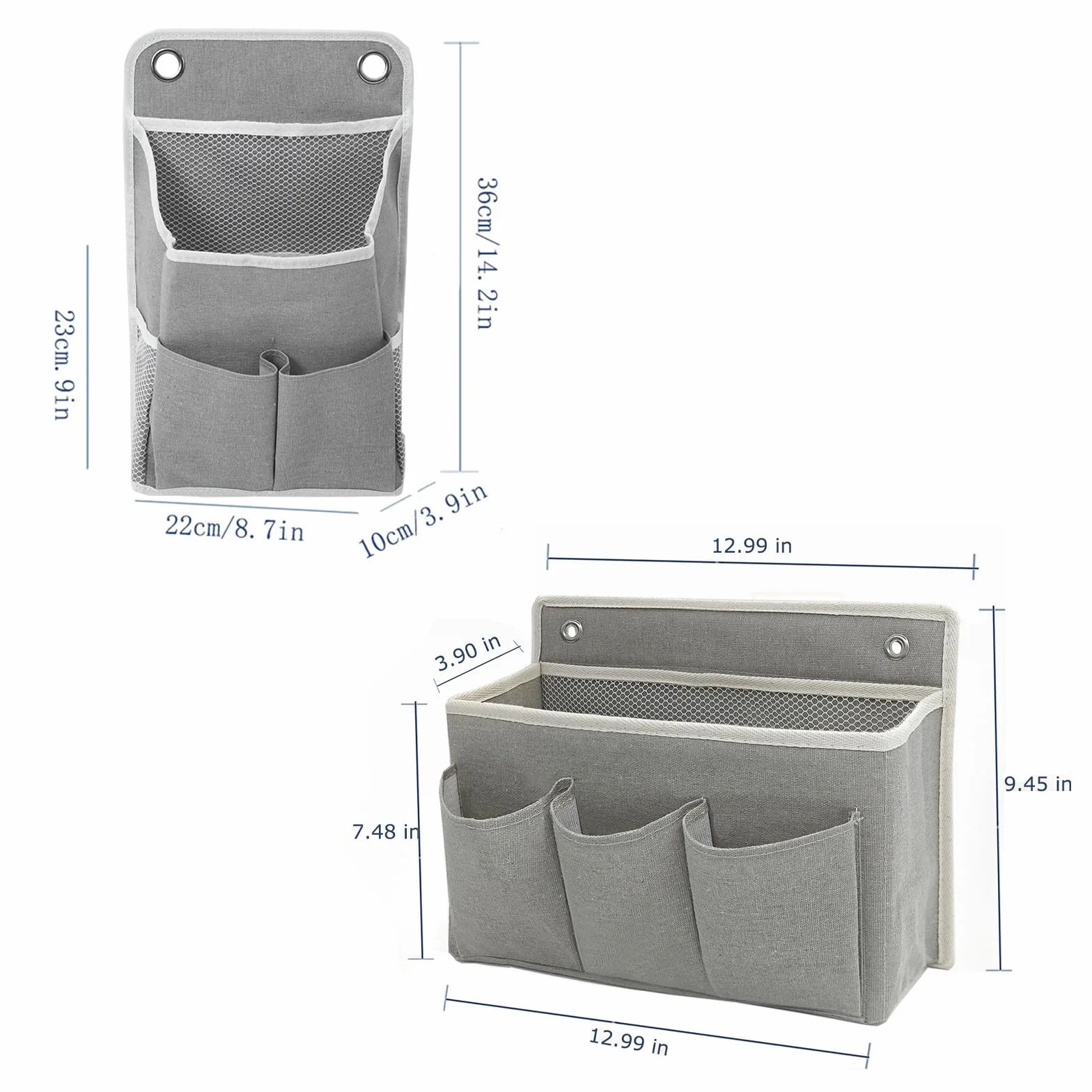 2 organizer da appendere per armadio con 4 ganci, pieghevole, in tessuto di lino, organizer da parete, organizer da appendere, per bagno, camera da letto, ufficio, camper