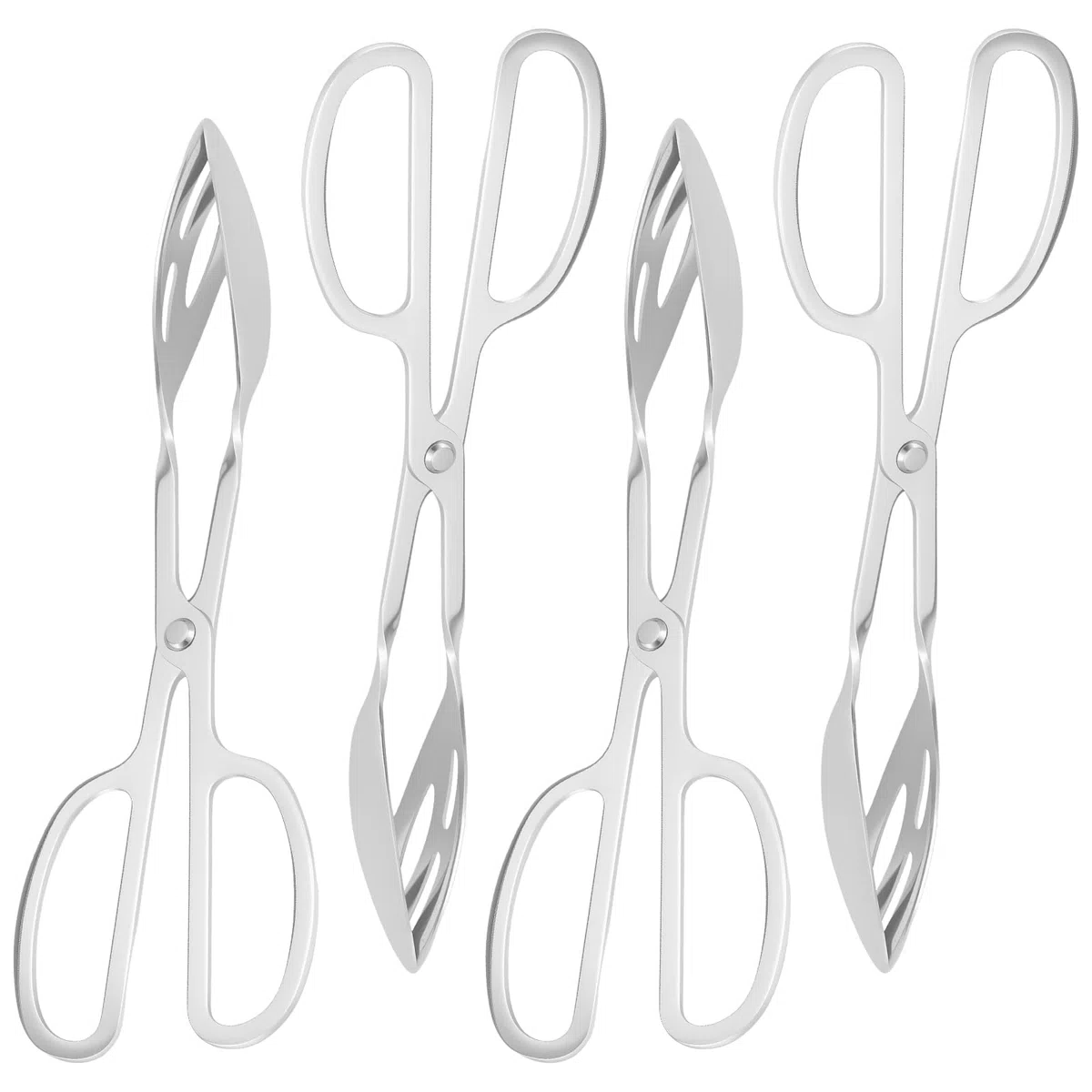 4 pinze per dolci, pinze per insalata con manici a forbici, in acciaio inox da 9,96 pollici, pinza per salsicce, pinza da servizio, pinza multiuso per cucina