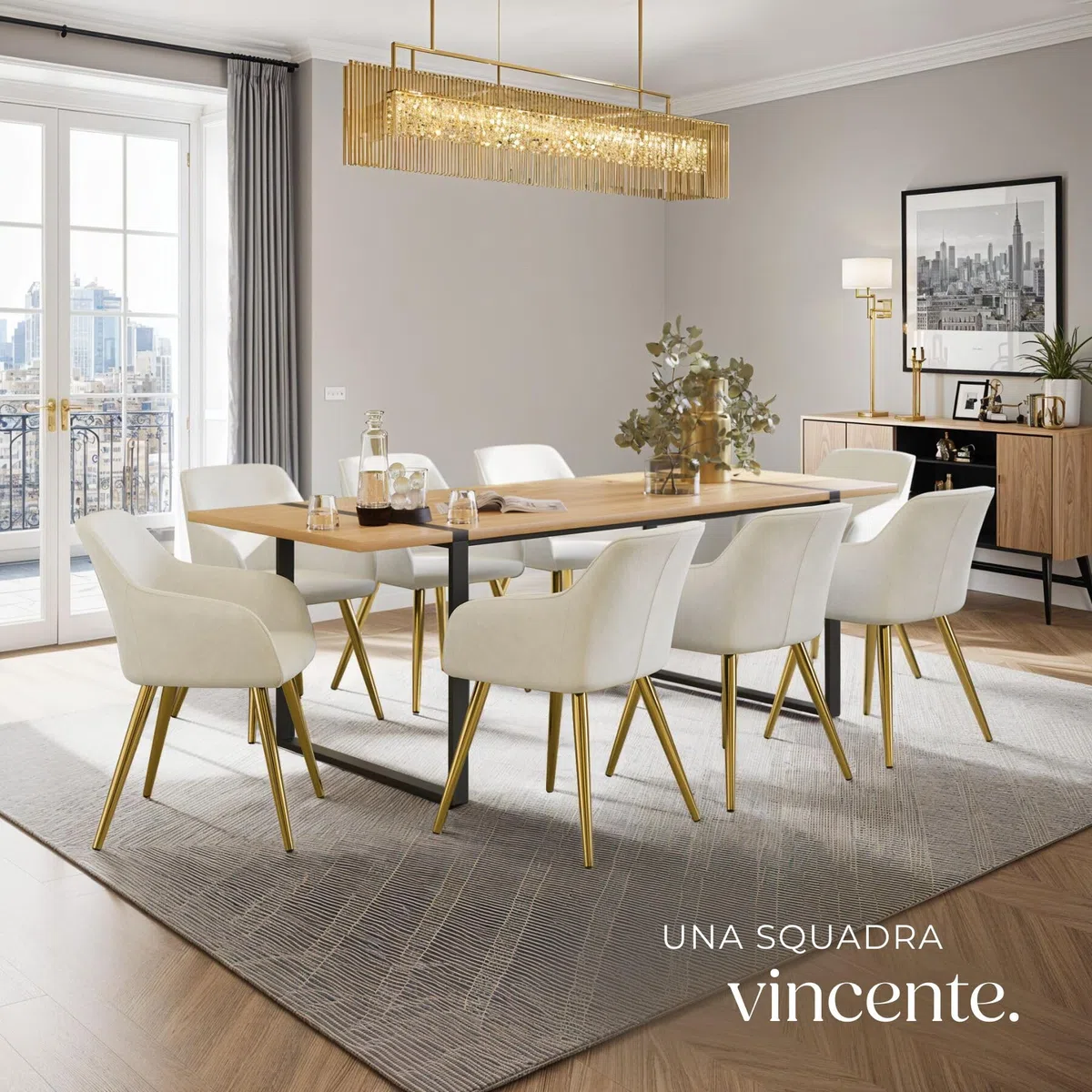 tectake® Set 2 Sedie Sala da Pranzo Effetto Velluto, Sedie Soggiorno con Morbida Imbottitura, Seduta Ergonomica, Poltrone Velluto Versatili, Sedie Design Moderno - Crema/Oro
