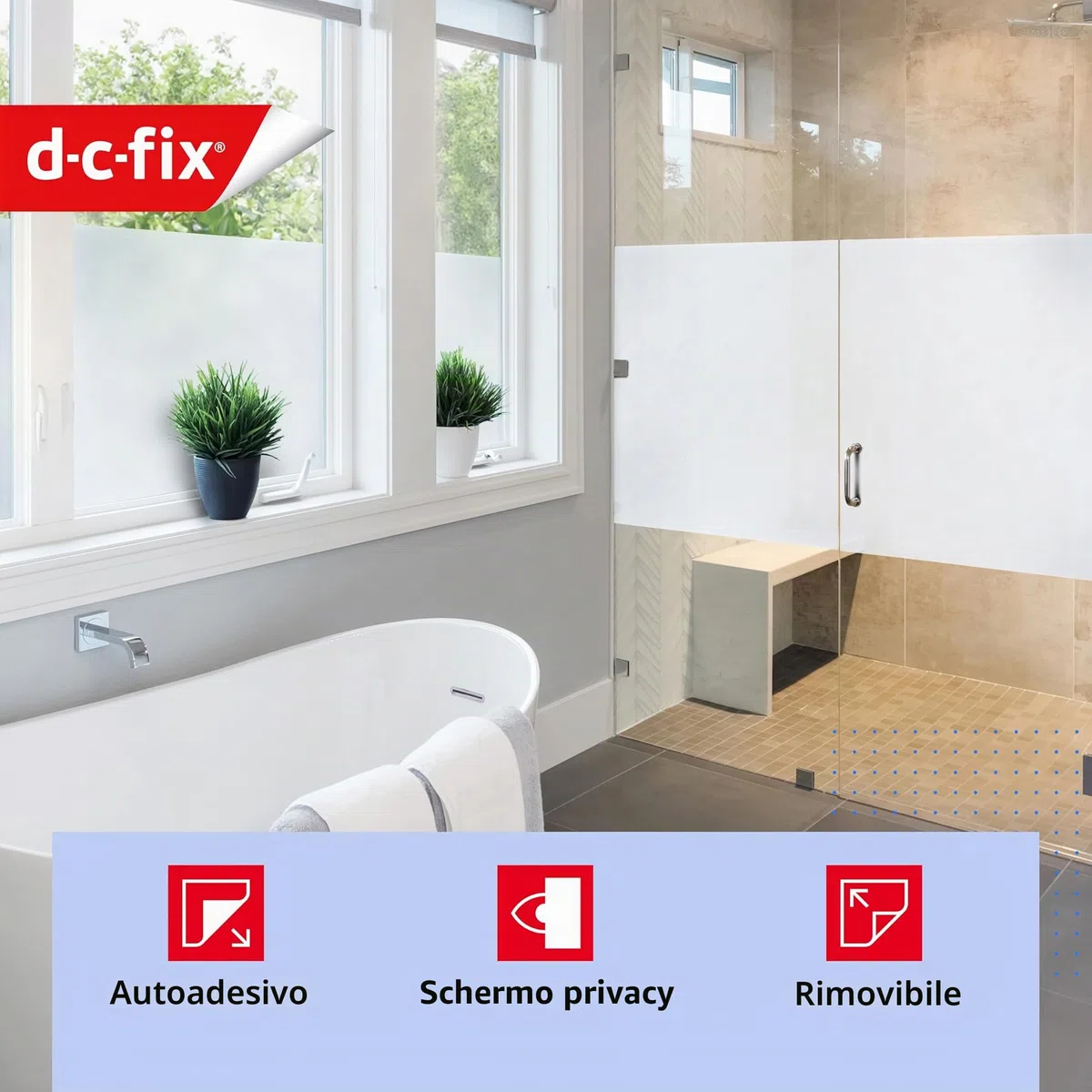 d-c-fix pellicola per finestra Opal 67,5 cm x 2 m – pellicola oscurante autoadesiva con motivo moderno per superfici in vetro – autoadesiva, opaca, decorativa