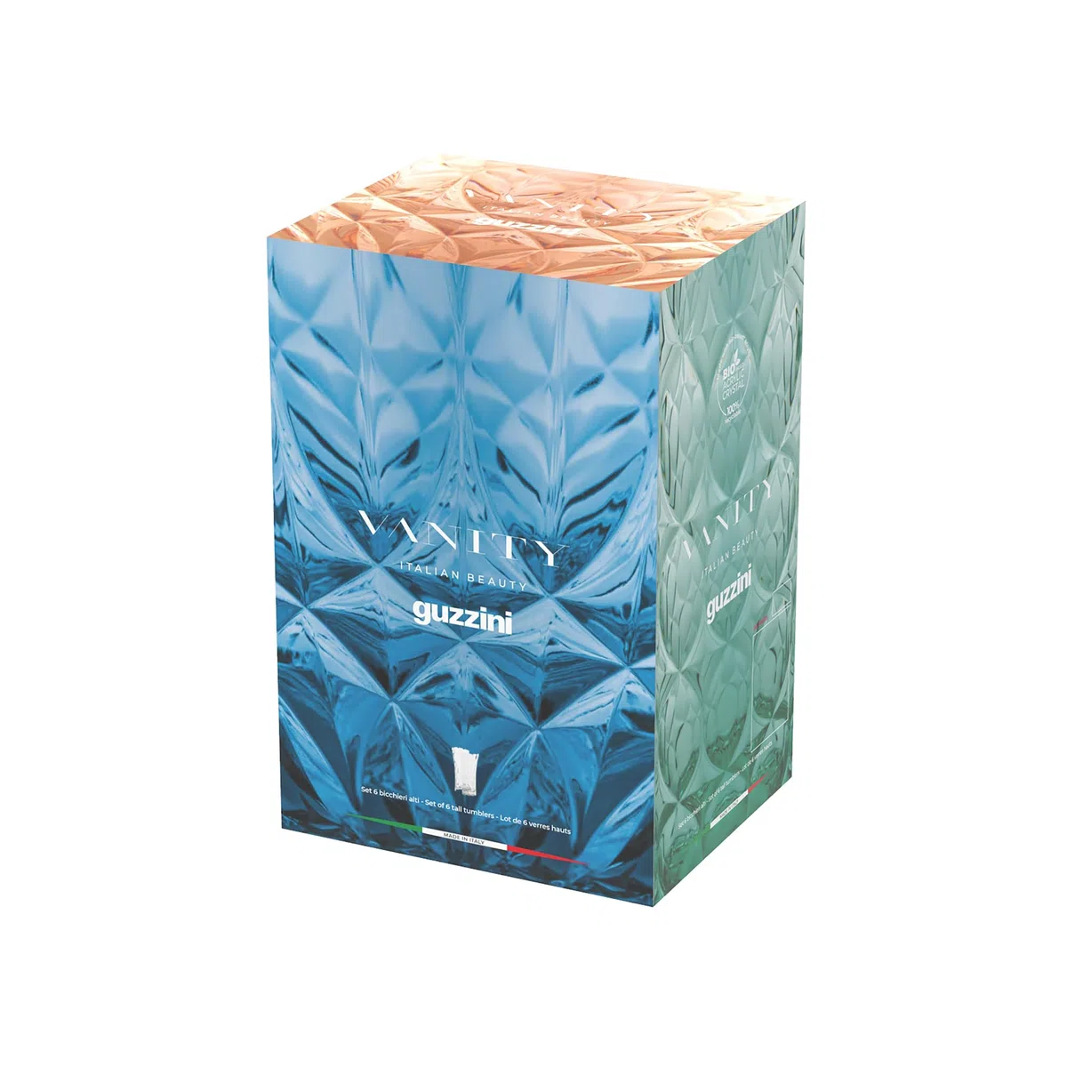 Guzzini - Vanity, portabicchiere universale, Blu denim, in Bio-based SAN e Bio-based SMMA - ACQUA