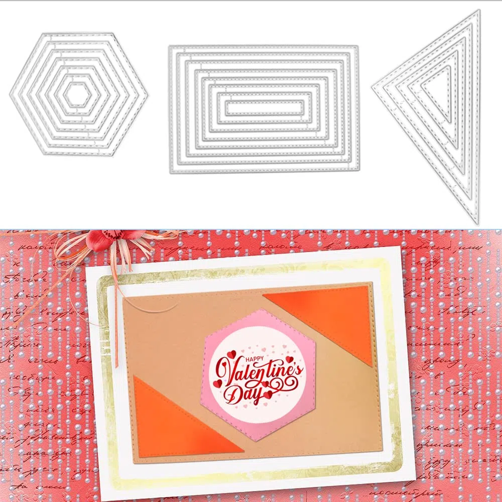 SENHAI - Set di 6 fustelle da taglio in metallo, diverse forme, poligonali, goffratura, strumenti per la creazione di biglietti, album e scrapbooking