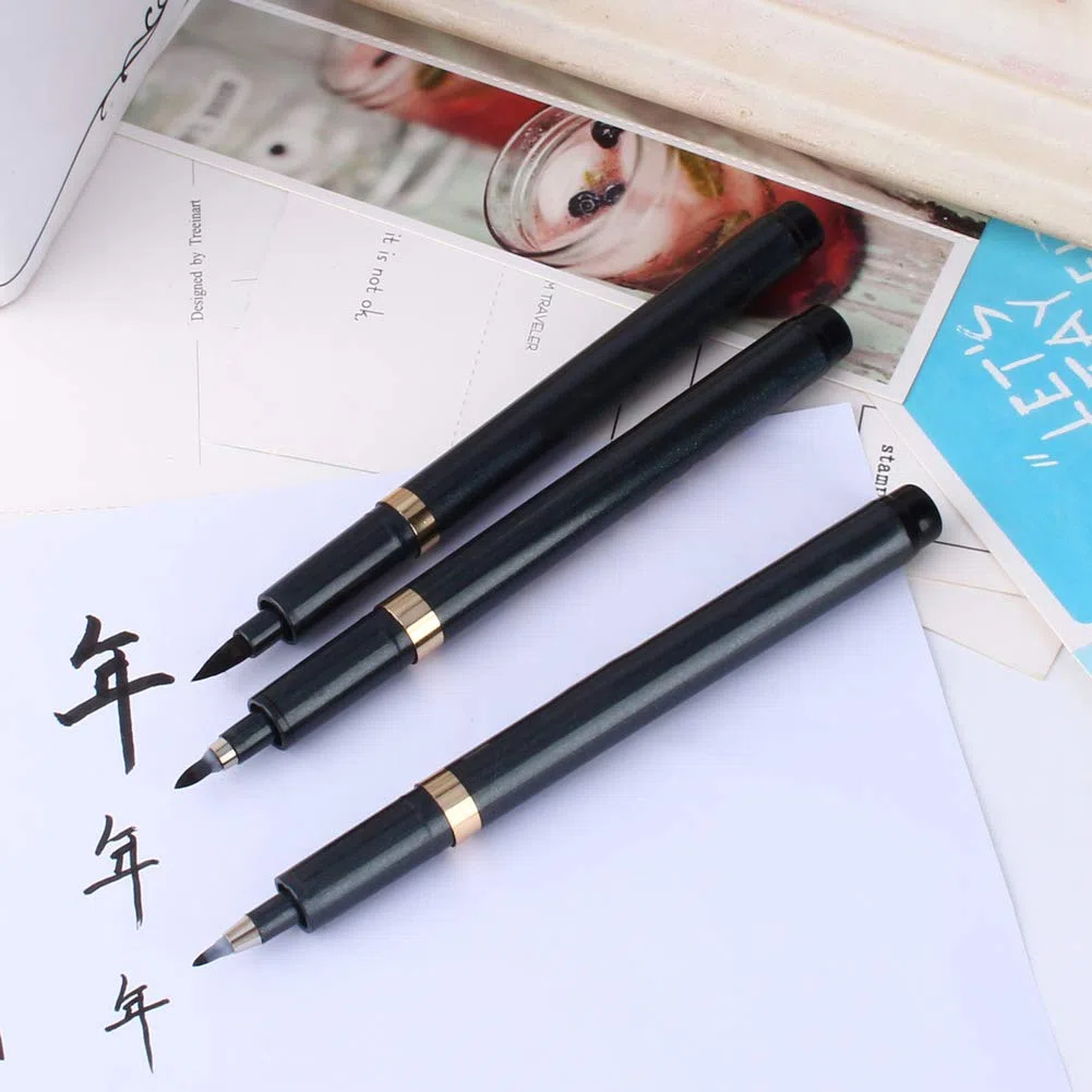 Penna per Calligrafia Morbida, Set da Disegno per Scrittura con Penna a Inchiostro Cinese Giapponese in 3 Dimensioni, Design Leggero per Esercitarsi Sempre e Ovunque