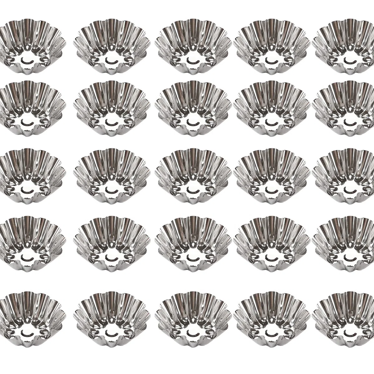 25 pezzi di stampi per torte, stampo per cupcake, mini stampo per tartine in acciaio inossidabile, forma per muffin, stampo per torte riutilizzabile, antiaderente, stampo per tortine da forno per