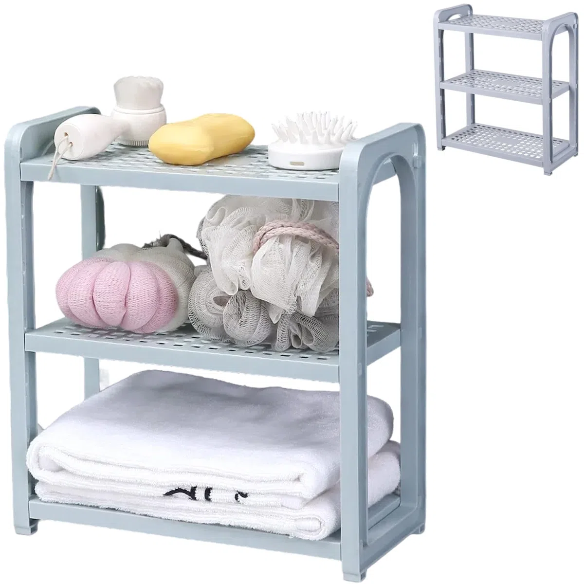 Scaffale da scrivania, Ripiani regolabili a tre strati, Scaffale multifunzionale per scaffali vuoti Organizzatore di articoli vari per Cucina Bagno Ufficio Decorazione della casa