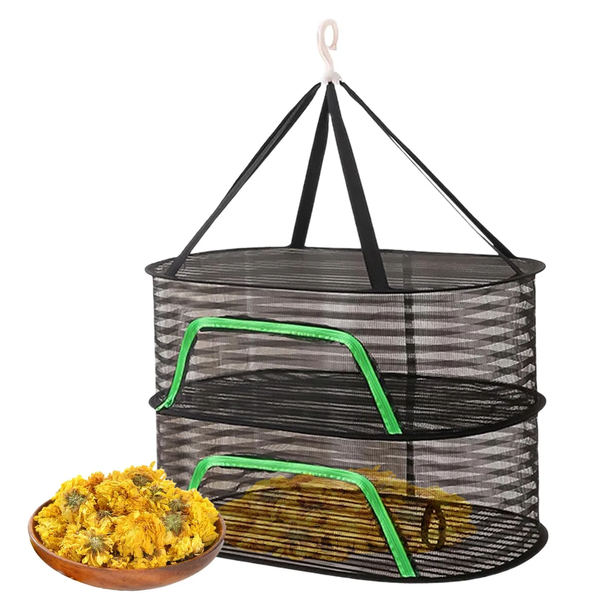 Rete di asciugatura – Scaffalatura a rete sospesa | Gabbia pieghevole ad asciugatura solare, essiccatore per erbe aromatiche impilabile, cestino per disidratare pesce portatile, rack aperto pieghevole