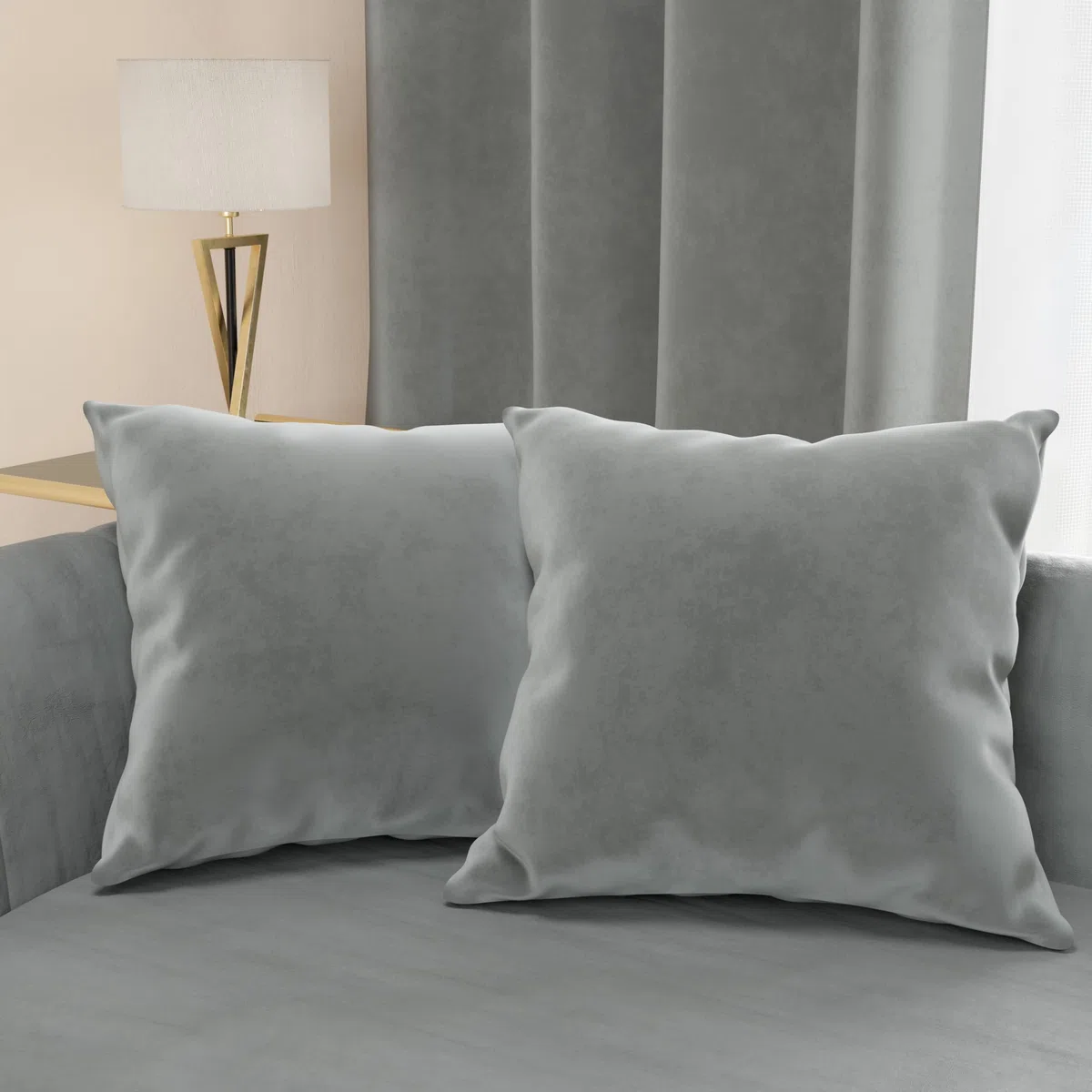 PETTI Artigiani Italiani - Cuscini Arredo in Velluto, Cuscino per Camera da Letto, Divano Salotto, Federa Cuscino, Grigio Scuro 2 Pezzi - 80x40 cm