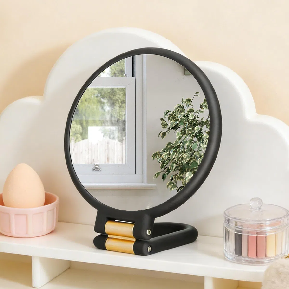 Genérico Specchio da trucco portatile, pieghevole 50x, regolabile, specchio da trucco preciso con lente d'ingrandimento, per viaggi d'affari, camera da , bagno e regalo per donne, mamma e