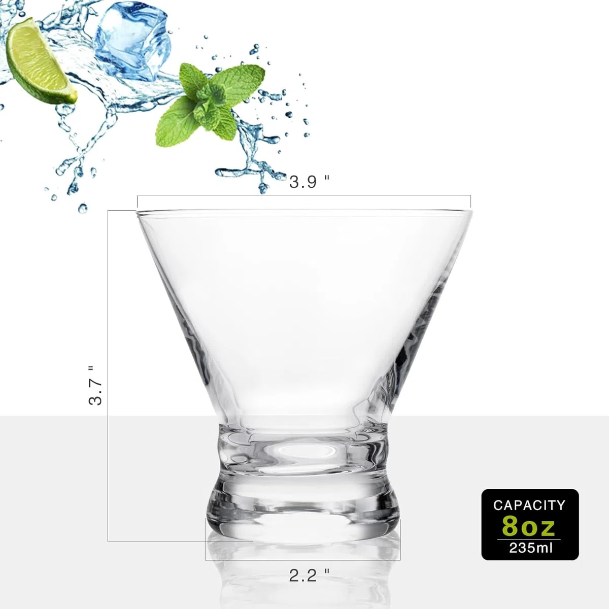 Set di 4 bicchieri da cocktail Martini - Bicchieri di cristallo senza stelo per cocktail Martini