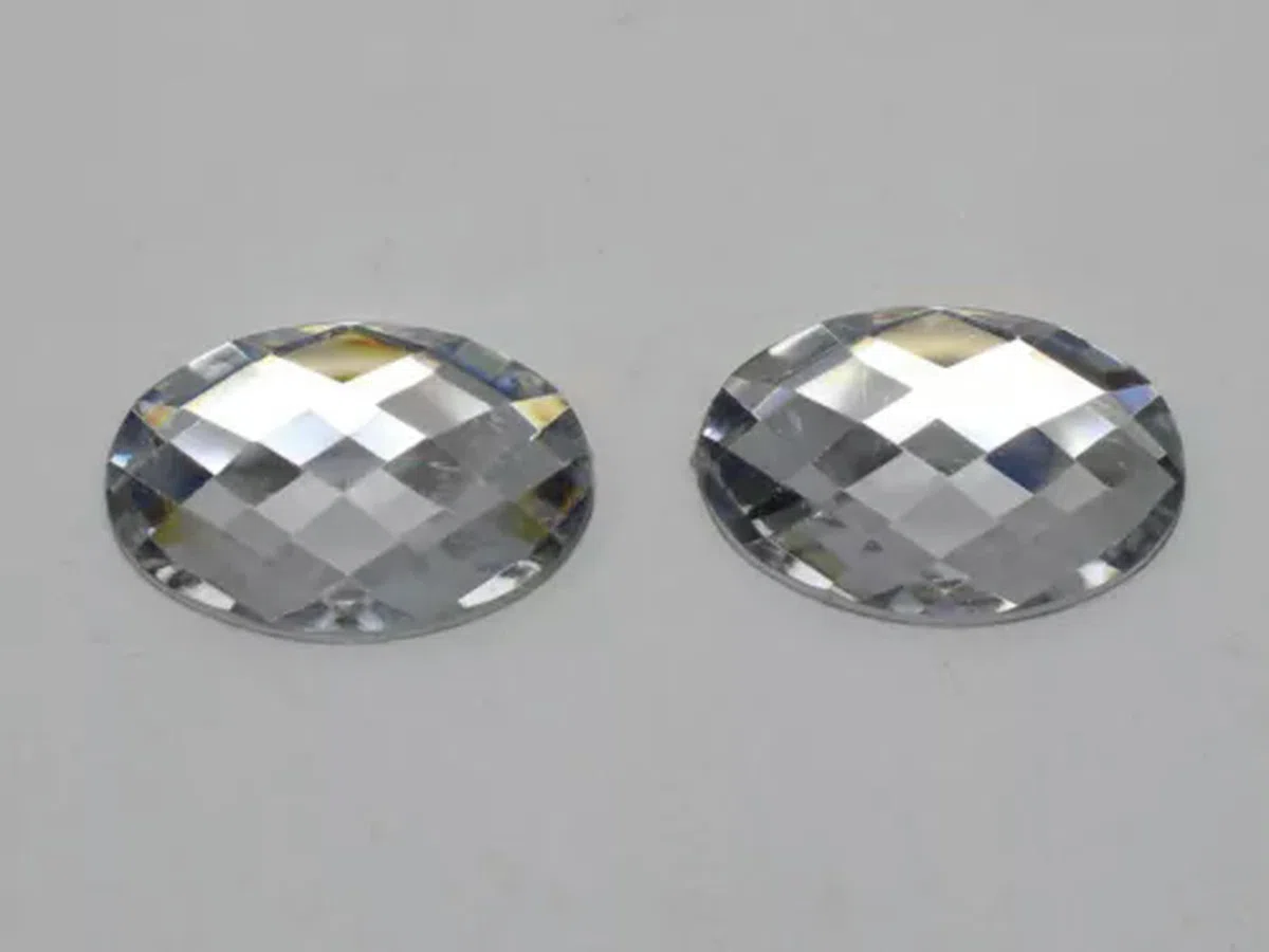 Cabochon in Acrilico Trasparente con Retro Piatto e Grandi Strass, Fai da Te, Senza Foro - 3# 50 Pezzi, ovali 18X25mm