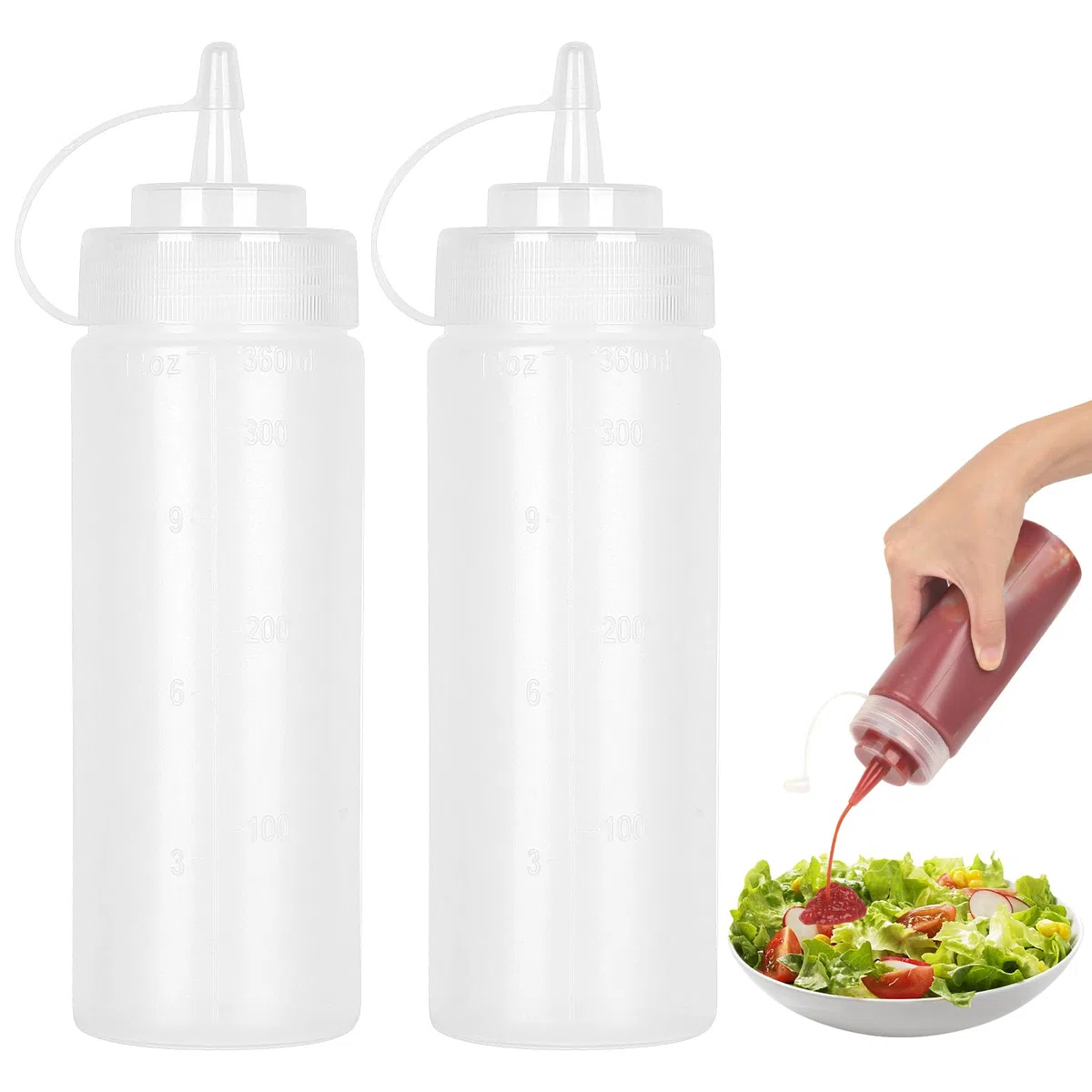 Flasche a Squeez, Bottiglia per Salse 500ml 16oz, Bottiglia a Spruzzo, Bottiglie per Condimenti, Bottiglia per Olio in Plastica, Ketchup, Bottiglie per Salse, Salsa di Soia Piccante, Olio d'Oliva