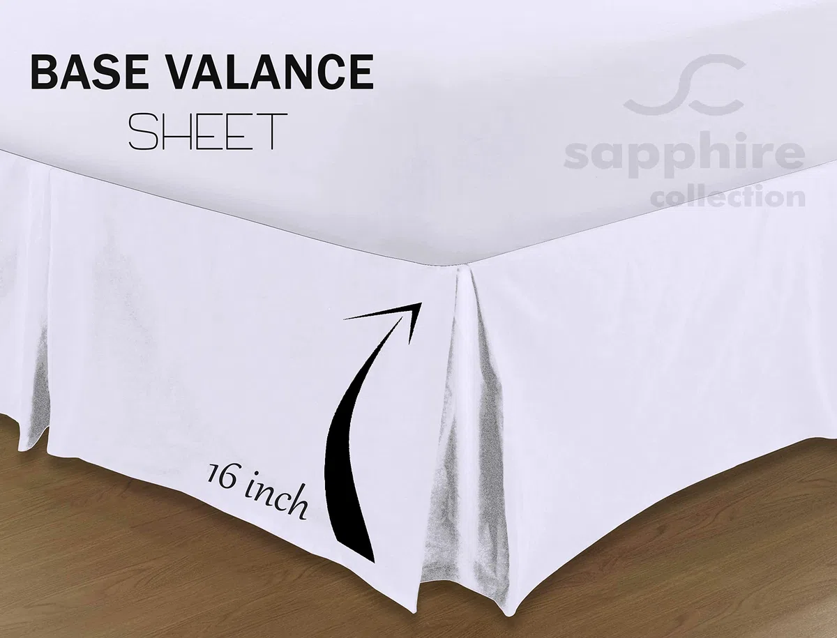 Sapphire Collection – Mantovana giroletto a tinta unita in policotone pieghettata in tutte le misure, 50% cotone/ cotone/misto-cotone/poliestere, White, Singolo