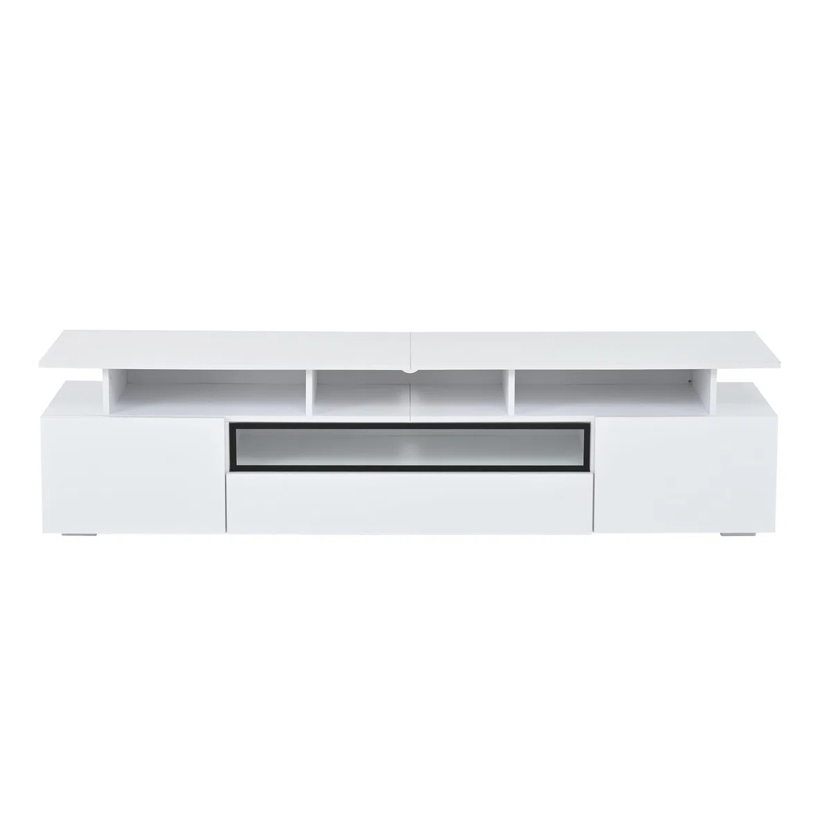 Mobile TV, 180 x 38 x 45 cm, con 2 armadi e 1 cassetto, basso con LED e 10 ripiani, adatto per TV da 75 pollici