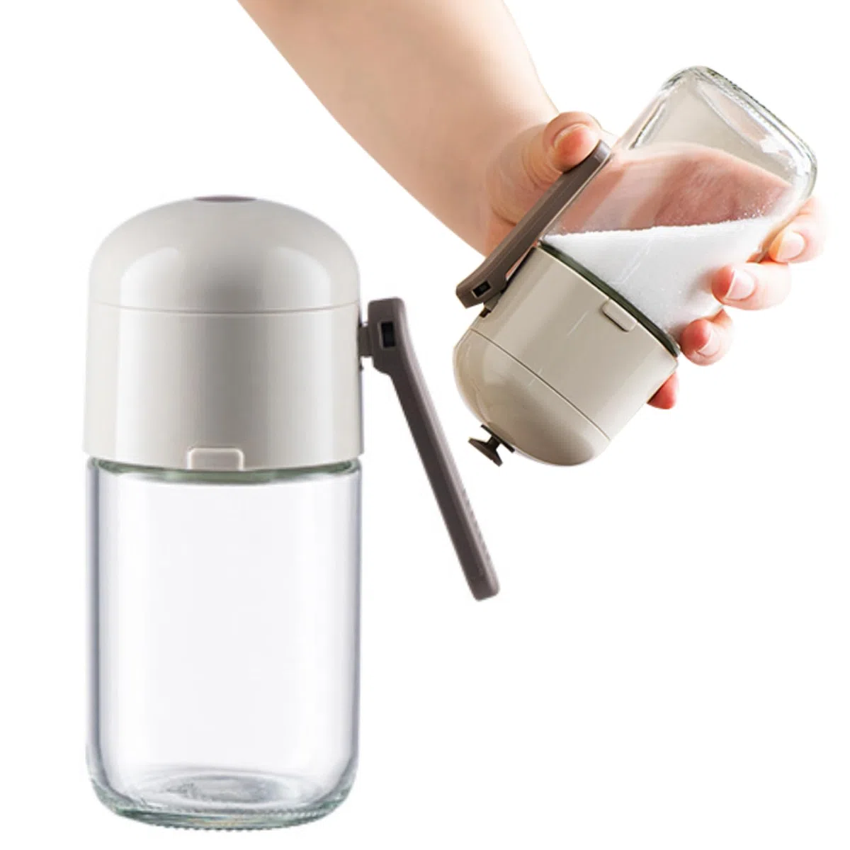 Dispenser per sale e pepe in vetro, dosatore quantitativo preciso per saliera e pepe, ogni pressa da 0,5 g