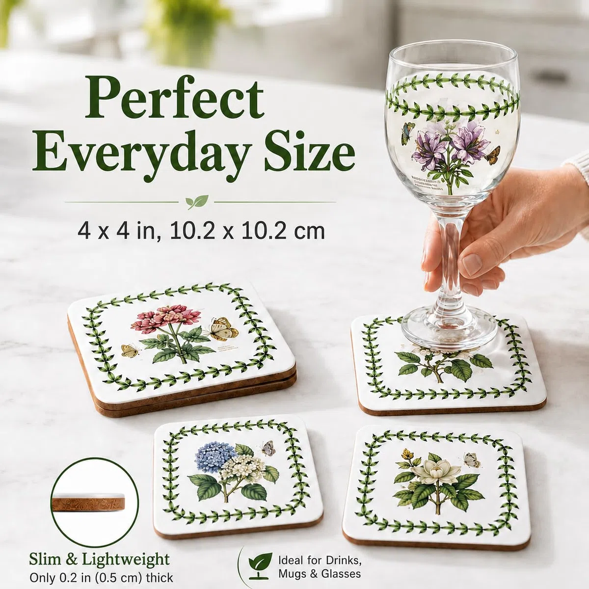 Portmeirion Pimpernel - Sottobicchieri da giardino botanico - Set di 6 motivi (multicolore)
