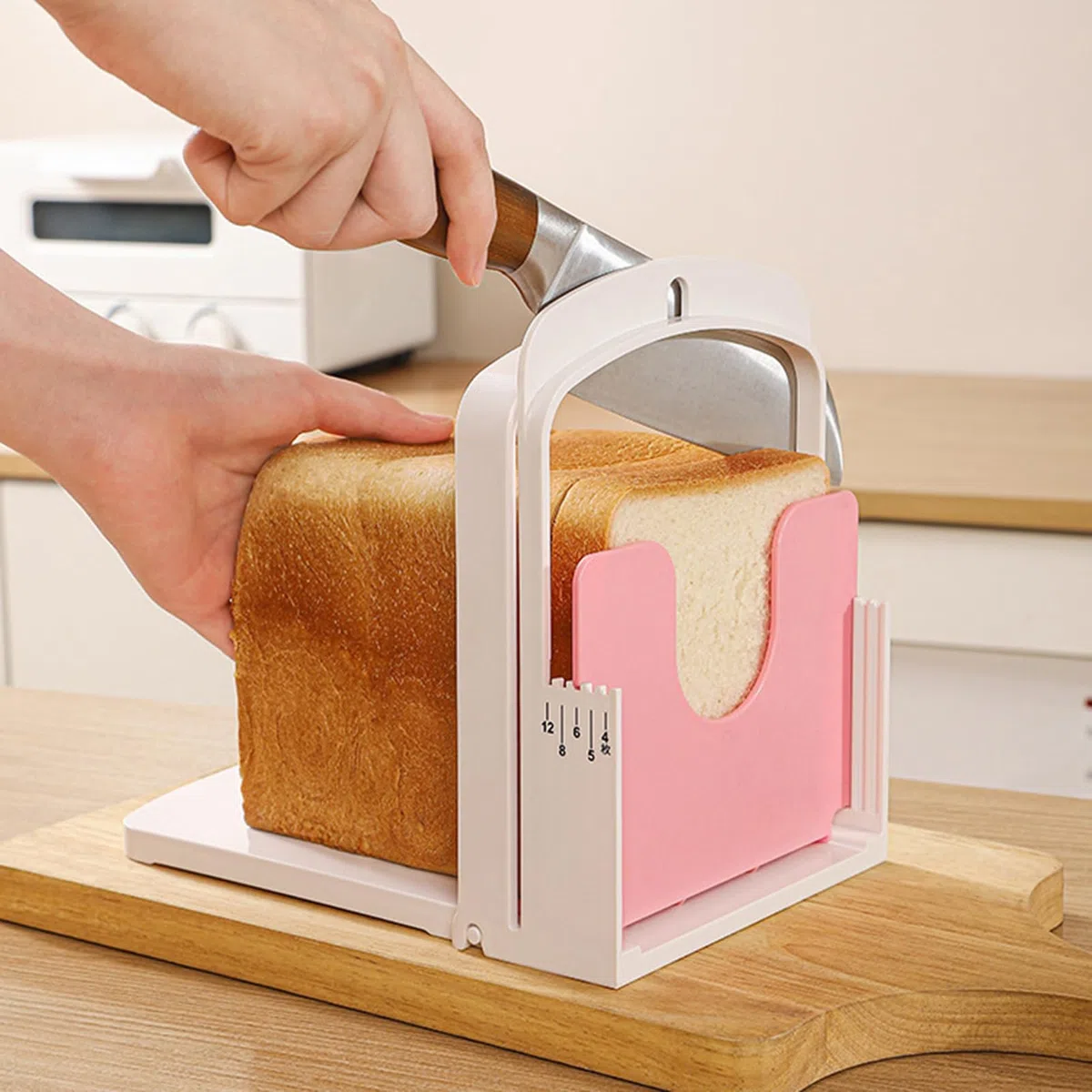 Guida per tagliare il pane – Strumento pieghevole per tagliare pane tostato per panini e bagel | Telaio in acciaio inossidabile con slot regolabili, strumento di precisione per affettare il pane