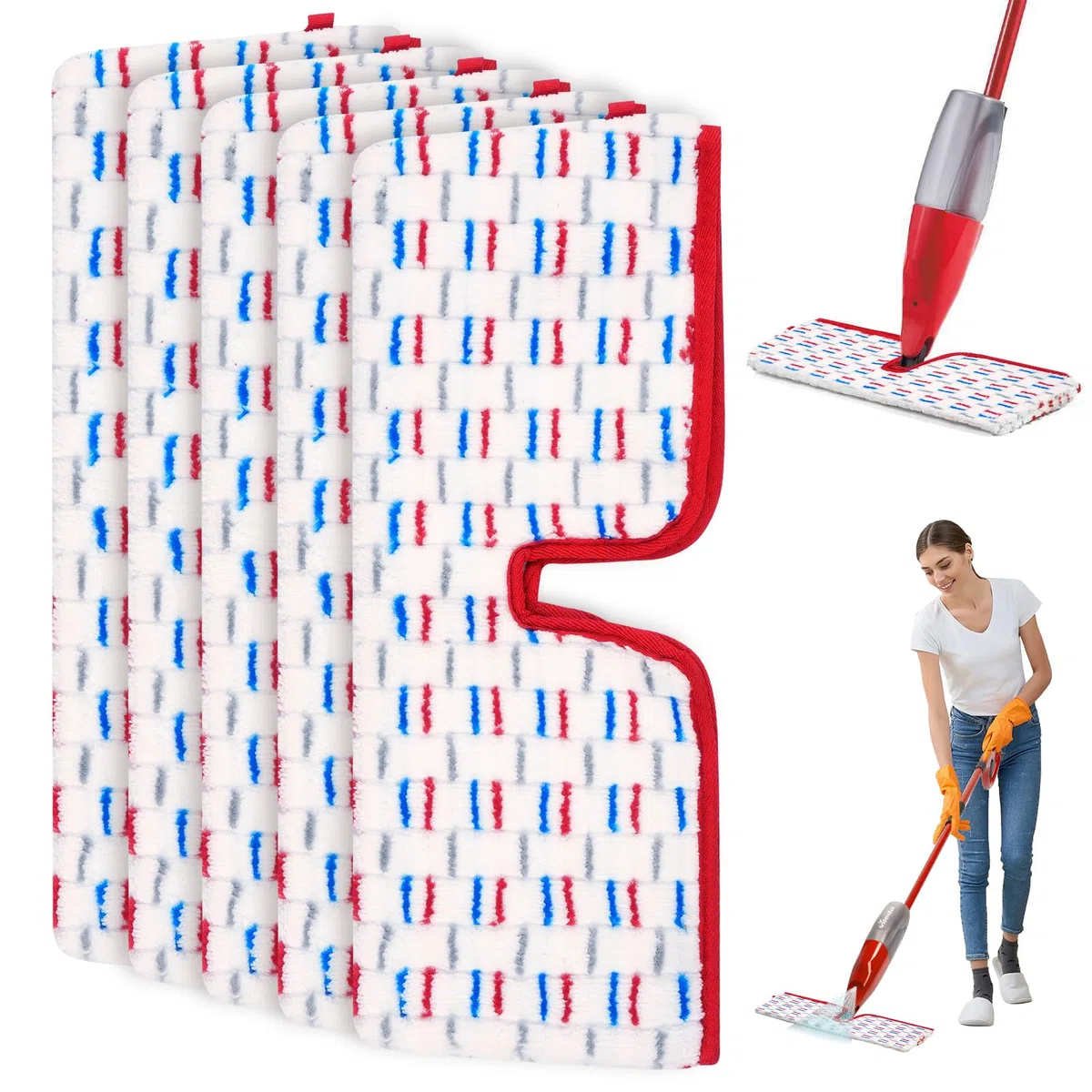 5 Pezzi Ricambios Mocio Lavapavimenti Compatibile con Vileda 1-2 Spray Max Lavapavimenti, 2 in 1 Riutilizzabili Panno in Microfibra per Scopa Lavapavimenti, per Adatto a Tutti i Pavimenti