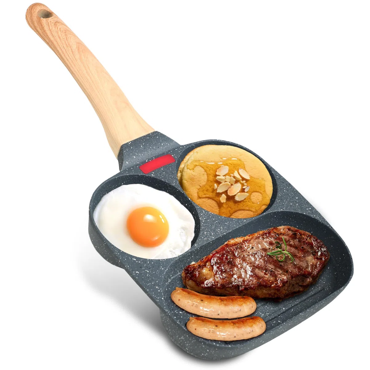 KITDAHOM Padella per Pancake e Uova Fritte - Padella Pancake Induzione, Rivestimento antiaderente minerale, Alluminio, per Induzione e Gas, 2 per Uova e 1 per Prosciutto o Bistecca
