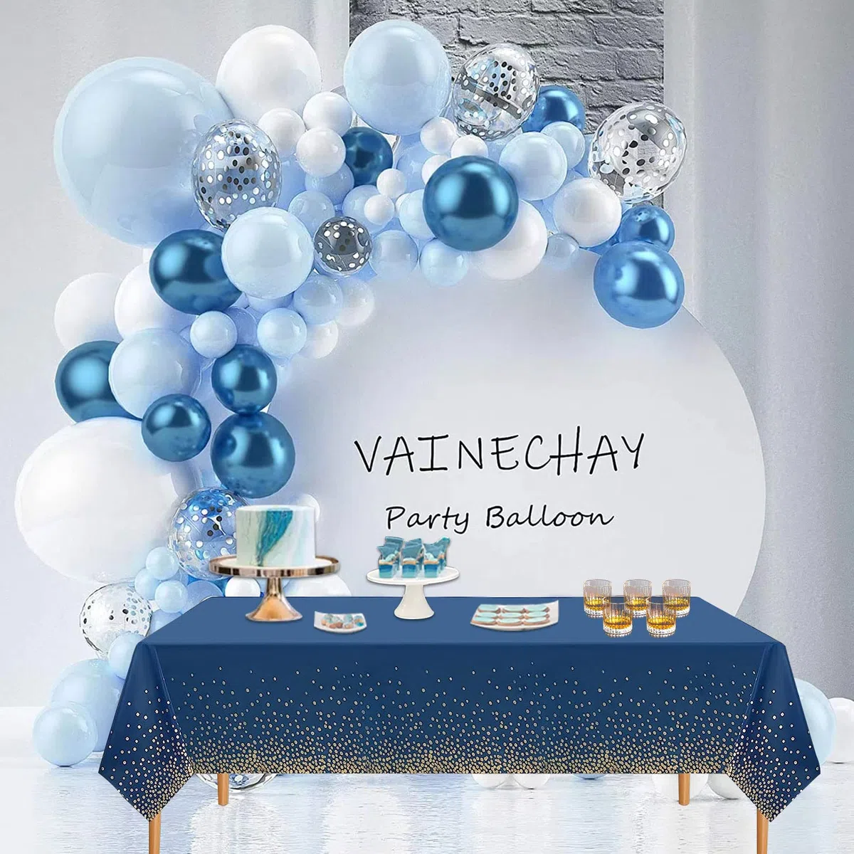 3 tovaglie per compleanni, feste, compleanni, 137 x 274 cm, blu per feste, picnic, laurea