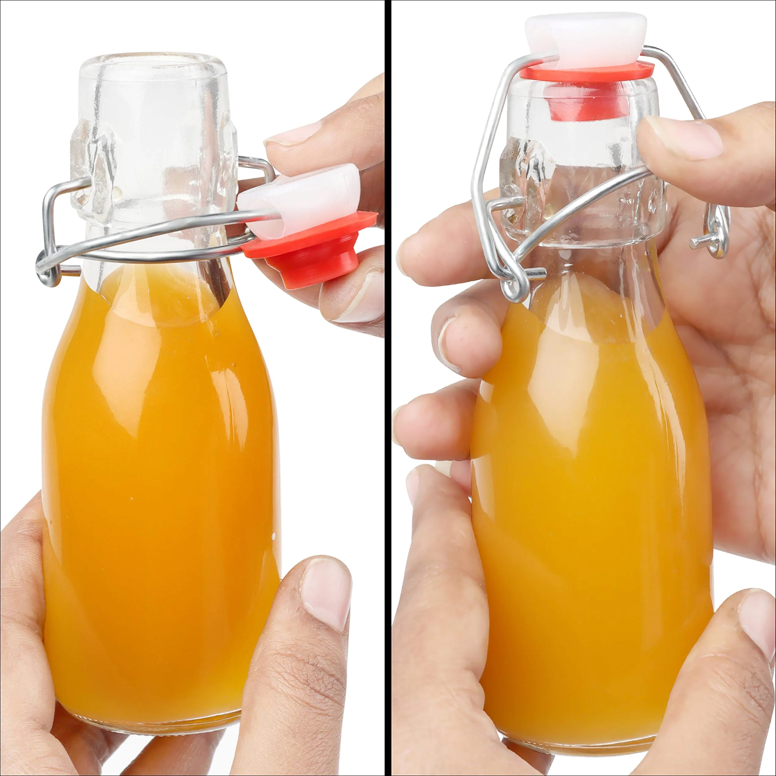 Kurtzy 12pz Bottiglia Vetro con Tappo a Clip Ermetico - Bottigliette Vetro 100 ml - Bottiglie di Vetro per Acqua con Chiusura a Scatto - Bottigliette Vetro per Liquori, Bevande ed Olio