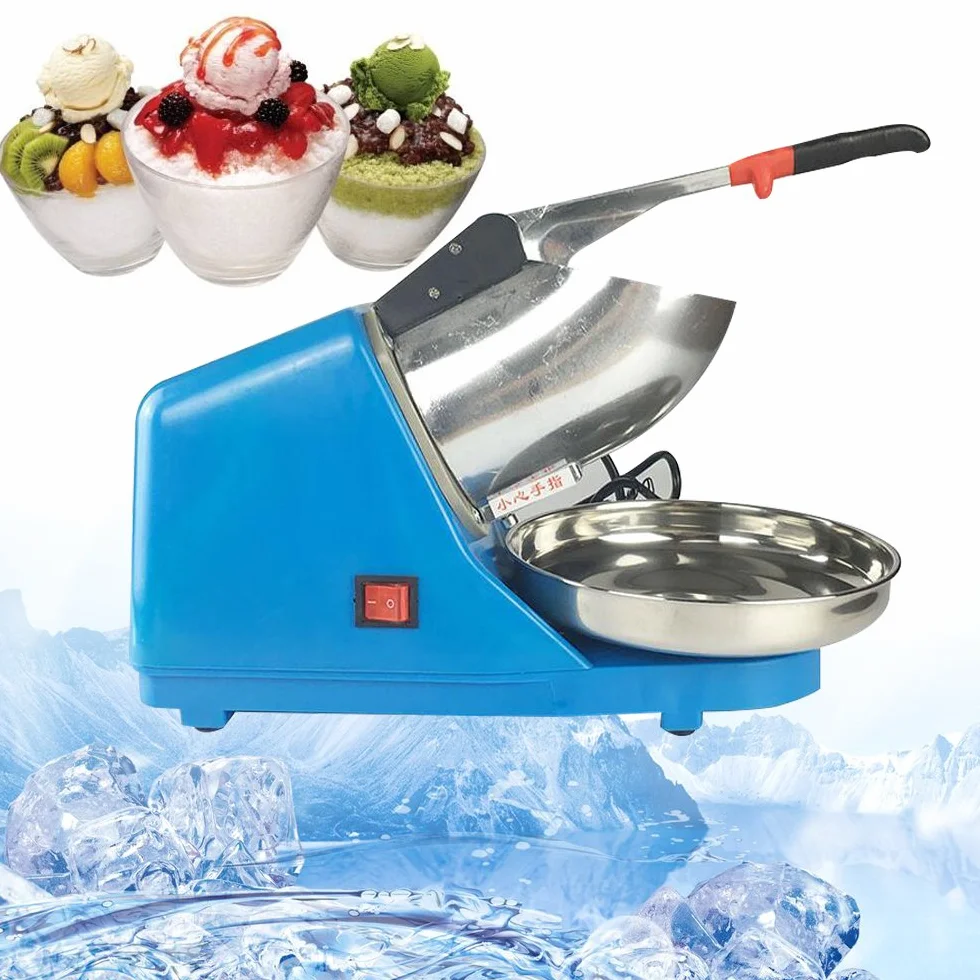 Macchina elettrica per ghiaccio Crusher Ice Shaver per uso domestico e commerciale Macchina per il ghiaccio a cono della neve in acciaio inox 380 W,per bevande fredde,blu