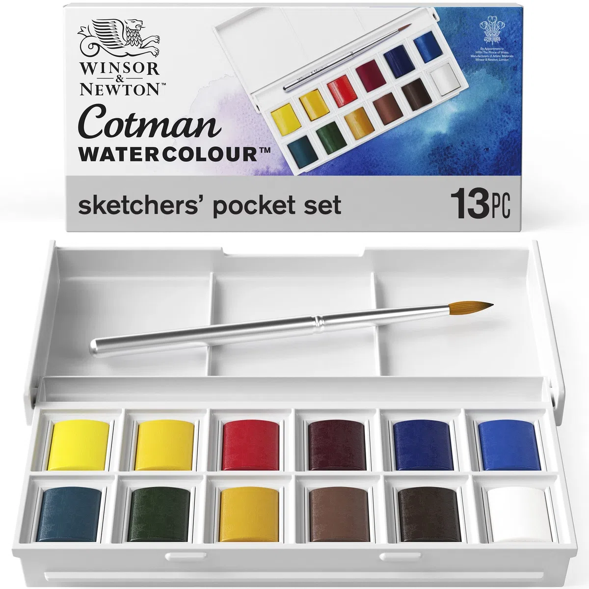 Winsor & Newton Set Di Pittura Ad Acquerello, Confezione Tascabile, Sketchers, Multicolore, Set Da 13 Pezzi, ‎6.5 x 13 x 2.21 cm, 90 grammi