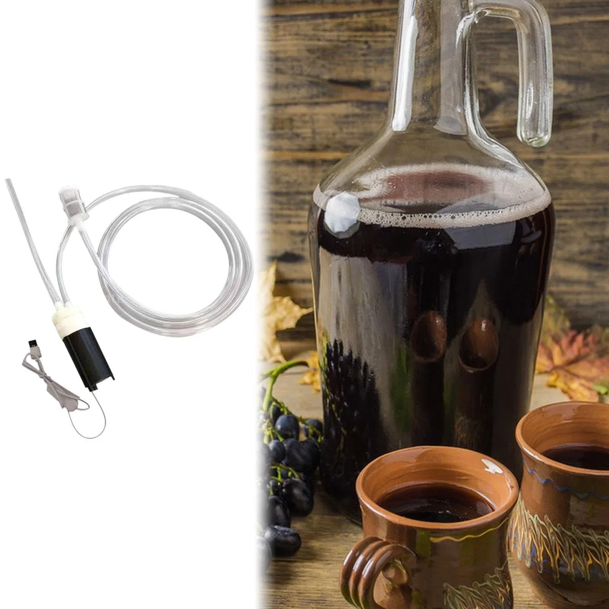 perfk Dispositivo di Aspirazione Del Vino Portatile Pompa a Sifone Tubo Flessibile Pompa Elettrica per Vino USB