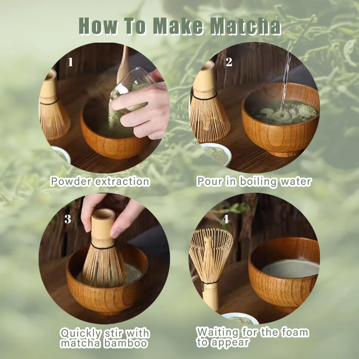 Wenrescry Set Accessori Cerimonia Tè Matcha - Fouet Bambù, Cucchiaio Tradizionale, Portafrusta - L'Insieme Perfetto per Preparare Tè Matcha