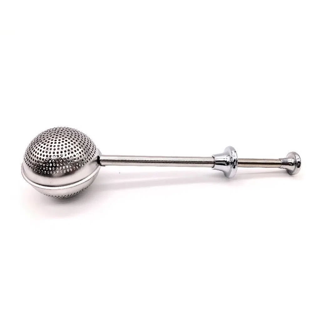 Infusore per Tè a Sfera,Forma Di Palla Spinta Stile Colino per tè Acciaio Inossidabil Filtro de Tè,con Manico Lungo(Set di 2)