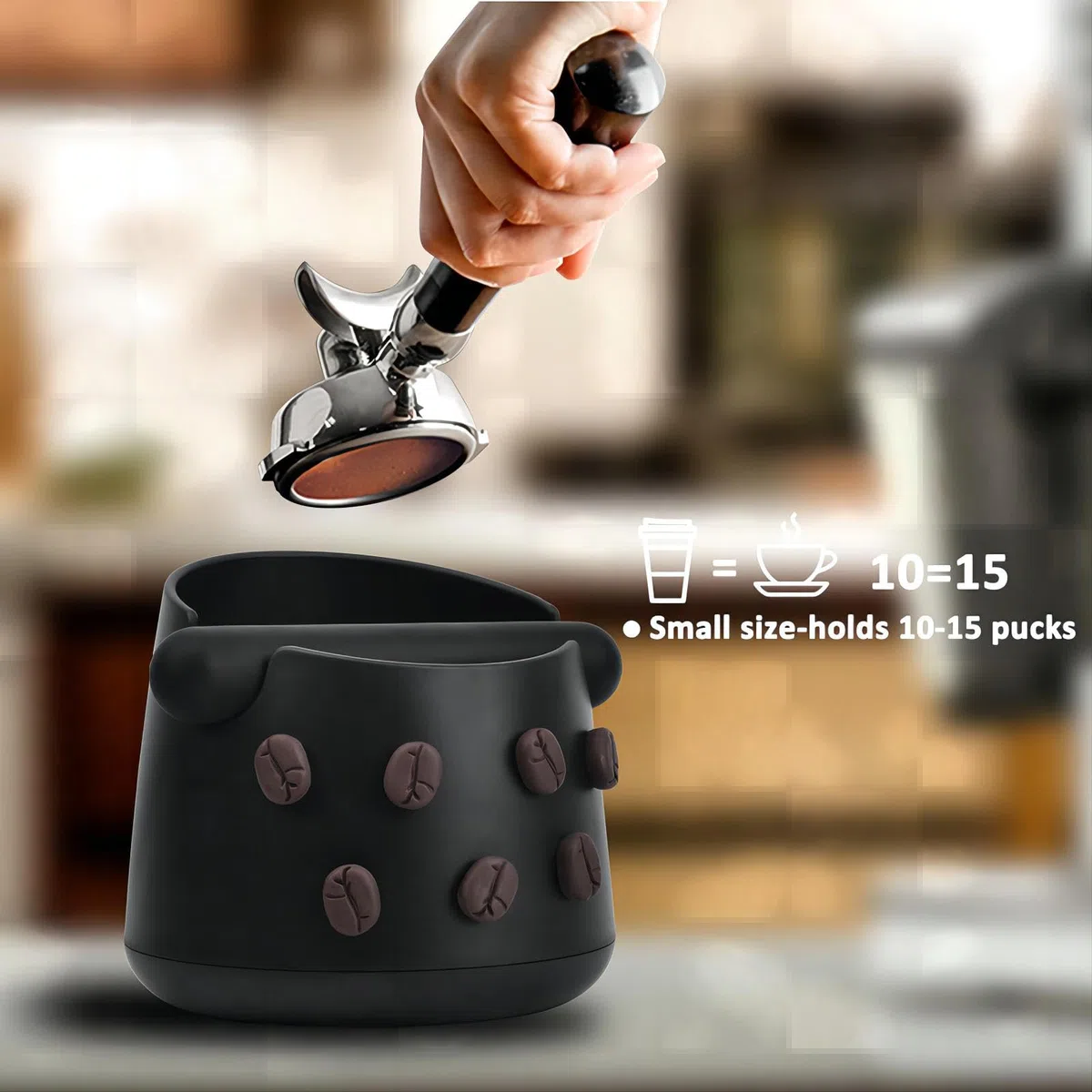 Contenitore per Fondi di Caffè Pattumiera per set da caffè Knock box per fondi di caffè Nero