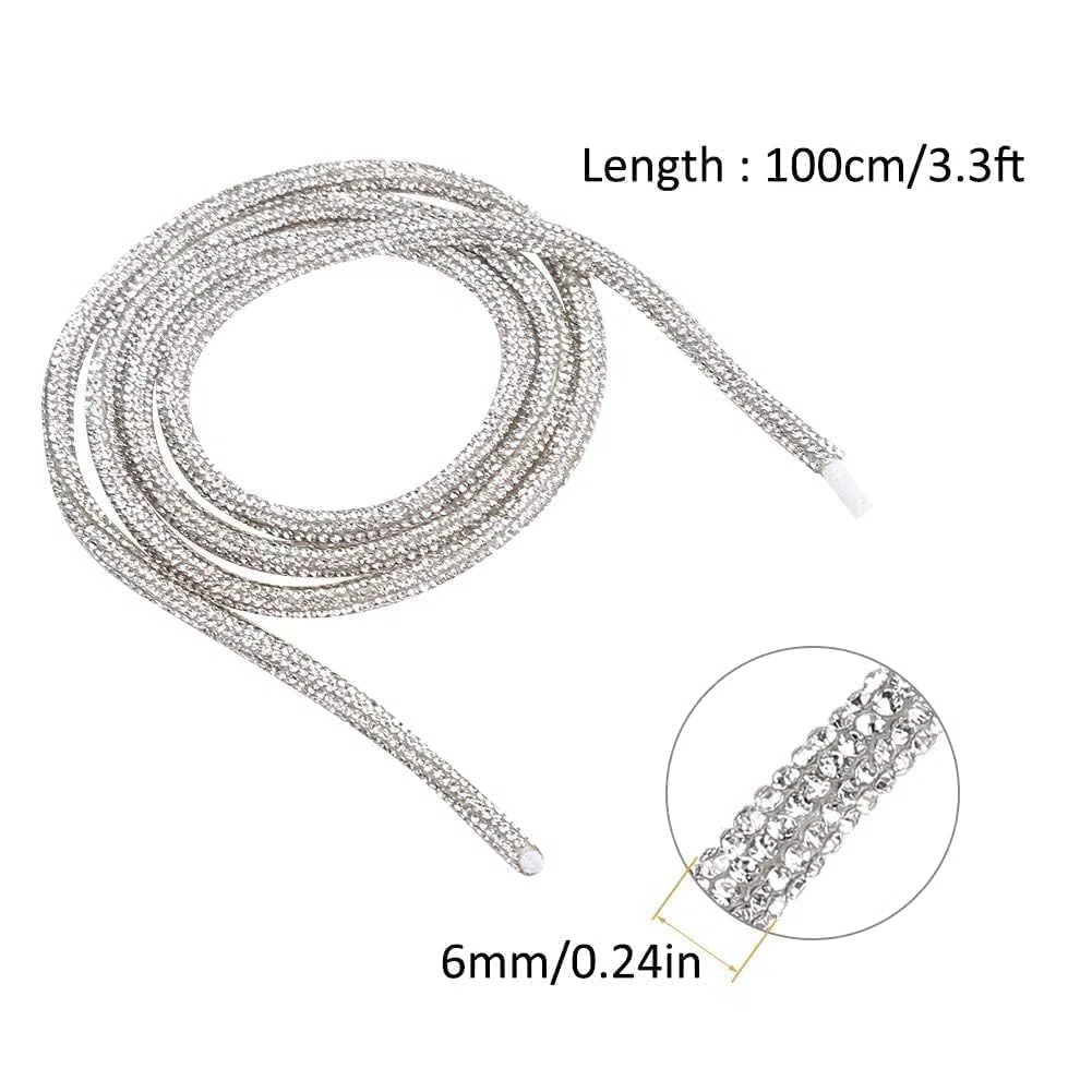 2 Pezzi Rifinitura di Catena di Chiusura con Cristalli, 1m/3.3ft Strass Passamaneria Gioiello Catena Strass Rhinestone di Cristallo Chiudi Trim Passamaneria Gioiello per Vestiti Scarpe