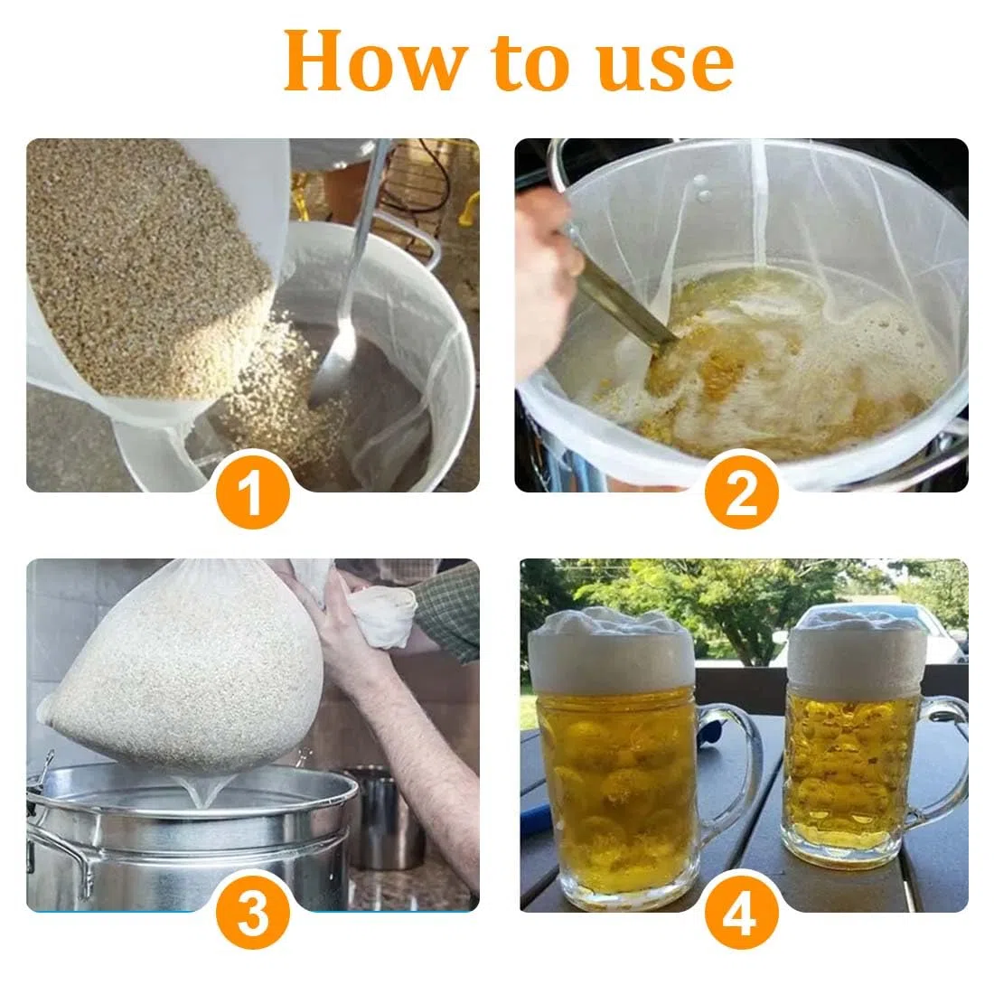 Sacchetti in Tessuto filtranti 66cm*56cm, Sacchetti Filtranti per Alimenti con Coulisse,Sacchetti per Birra Filtranti per Vino, caffè e Yogurt