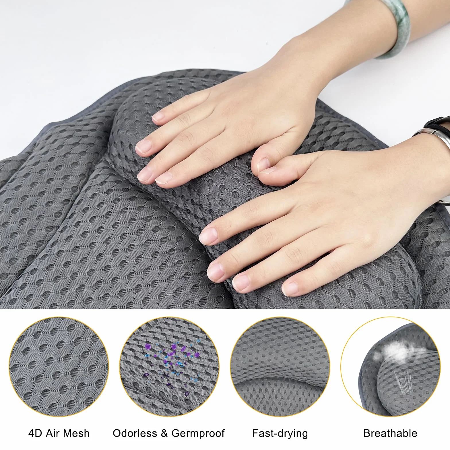 Chiluxendo Cuscino Vasca da Bagno, Spa Tappeto per Vasca da Bagno con Cuscino Antiscivolo Ventose, Imbottitura per Vasca da Bagno, Poggiatesta Cervicale con Tecnologia 4D Air Mesh e 6 Ventose (Grigio)